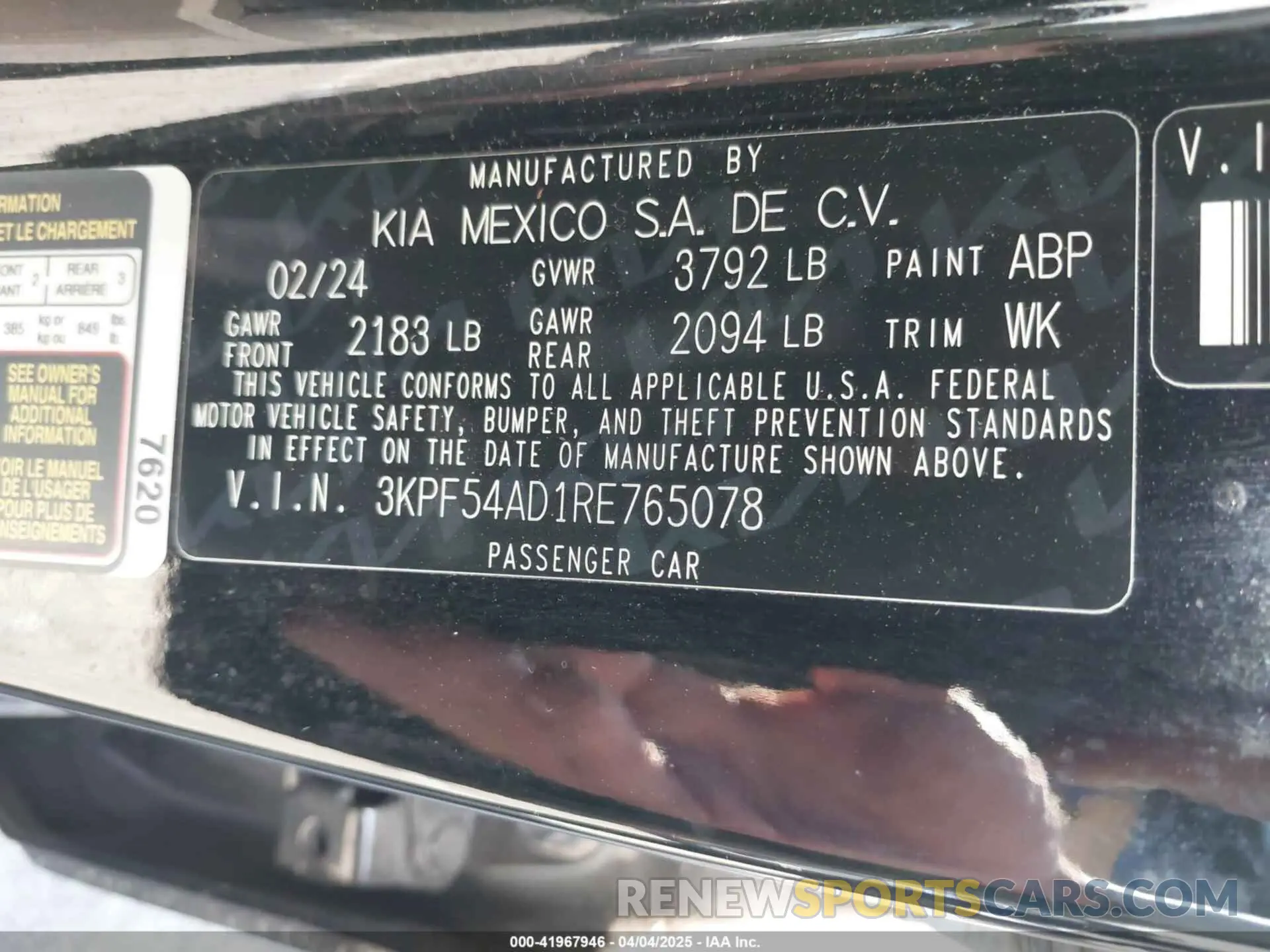 9 Photograph of a damaged car 3KPF54AD1RE765078 KIA FORTE 2024