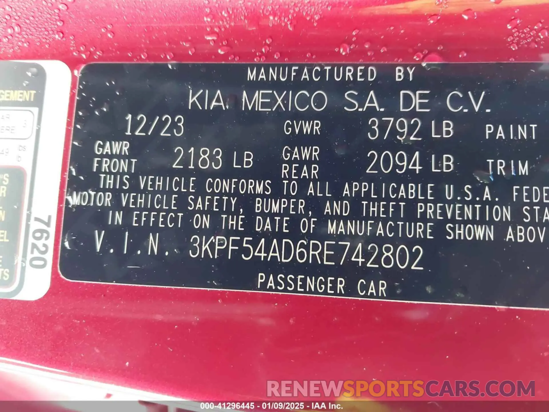 9 Photograph of a damaged car 3KPF54AD6RE742802 KIA FORTE 2024