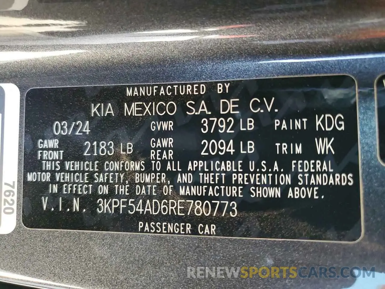 12 Photograph of a damaged car 3KPF54AD6RE780773 KIA FORTE 2024