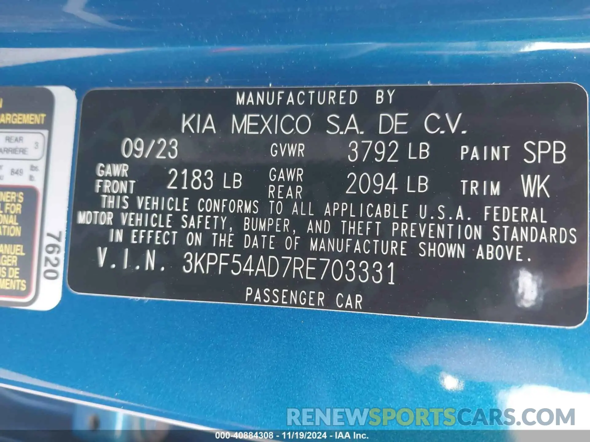 9 Photograph of a damaged car 3KPF54AD7RE703331 KIA FORTE 2024