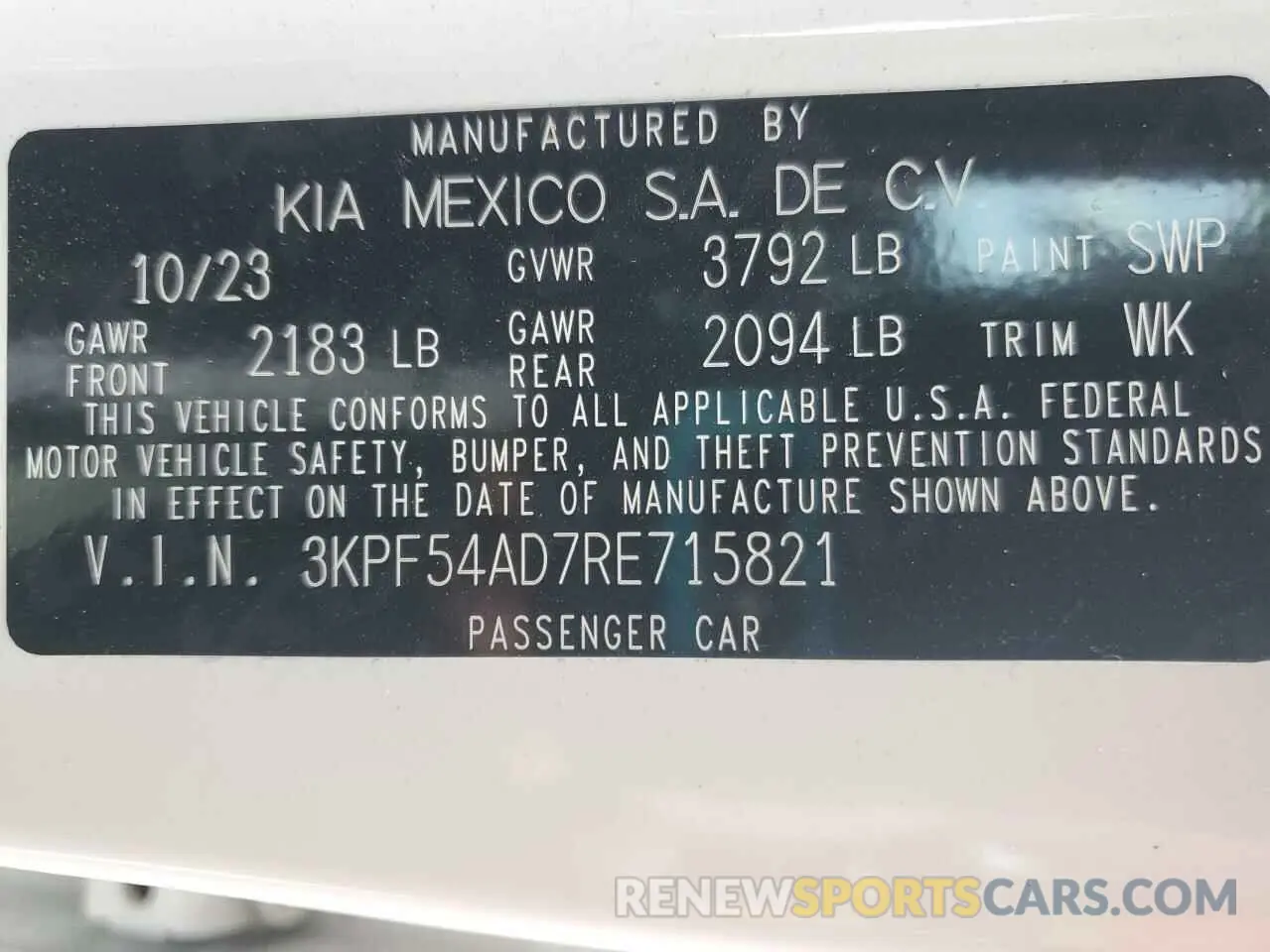 13 Photograph of a damaged car 3KPF54AD7RE715821 KIA FORTE 2024