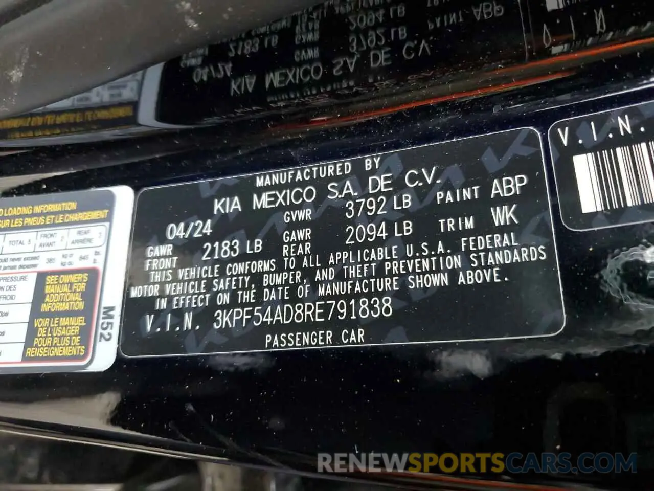 14 Photograph of a damaged car 3KPF54AD8RE791838 KIA FORTE 2024