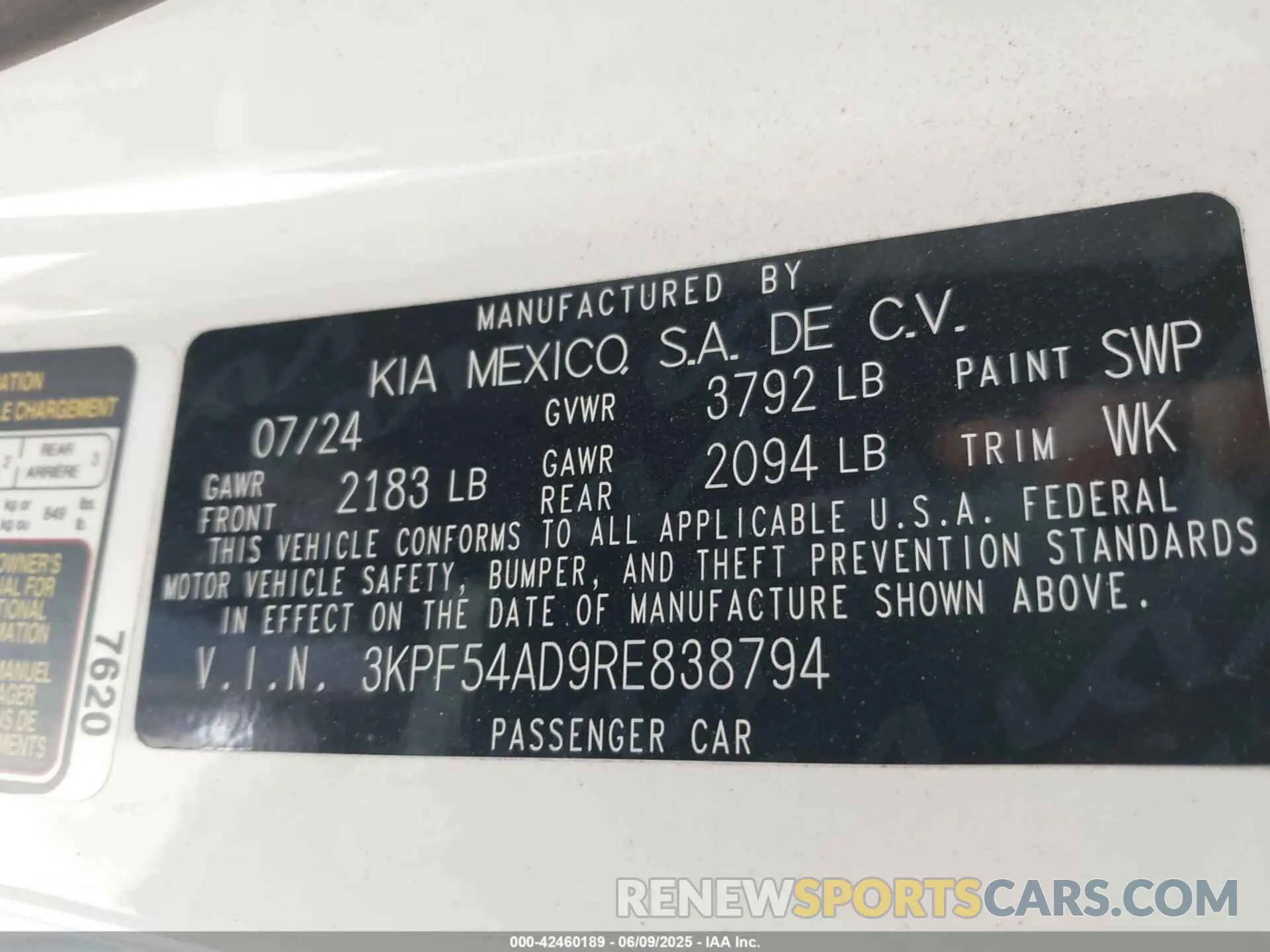 9 Photograph of a damaged car 3KPF54AD9RE838794 KIA FORTE 2024