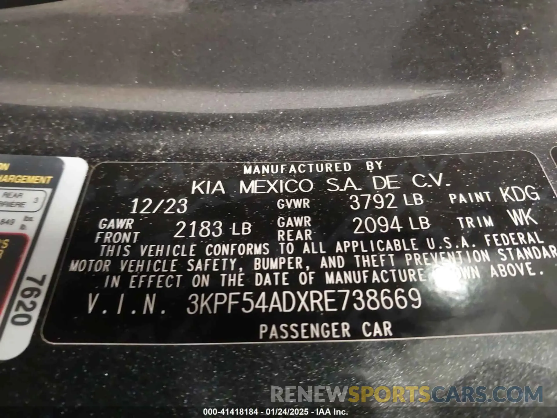 9 Photograph of a damaged car 3KPF54ADXRE738669 KIA FORTE 2024