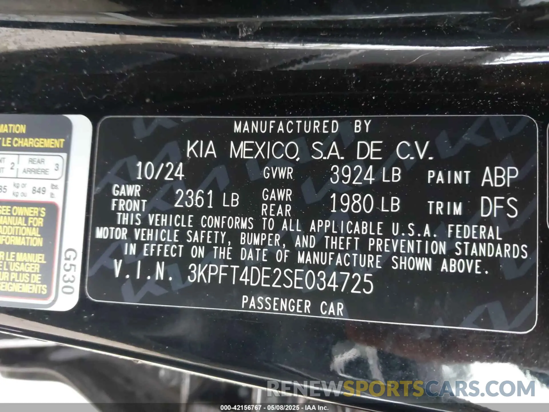 9 Photograph of a damaged car 3KPFT4DE2SE034725 KIA K4 2025