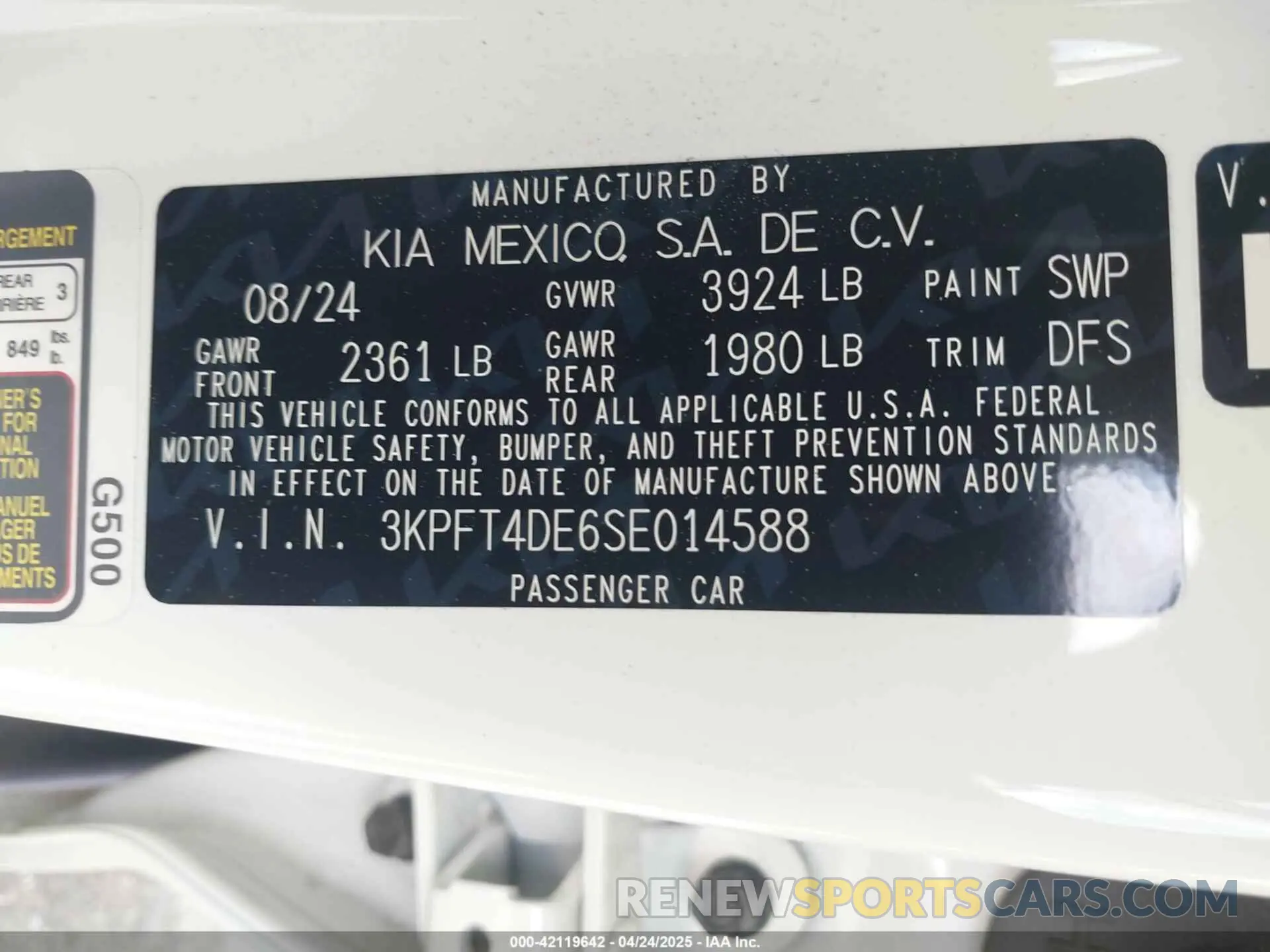 9 Photograph of a damaged car 3KPFT4DE6SE014588 KIA K4 2025