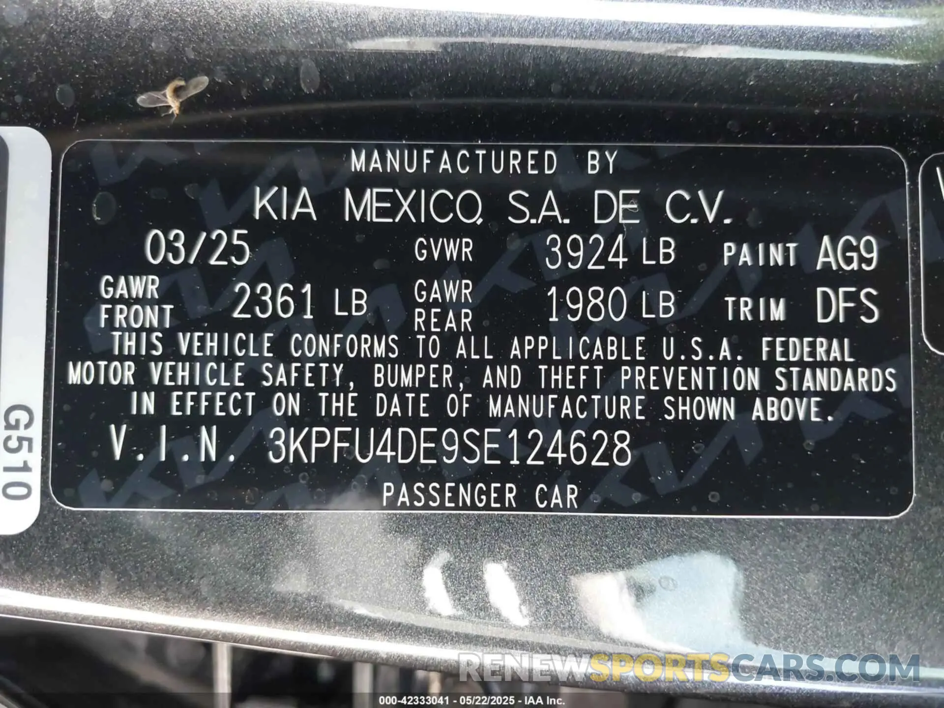 9 Photograph of a damaged car 3KPFU4DE9SE124628 KIA K4 2025