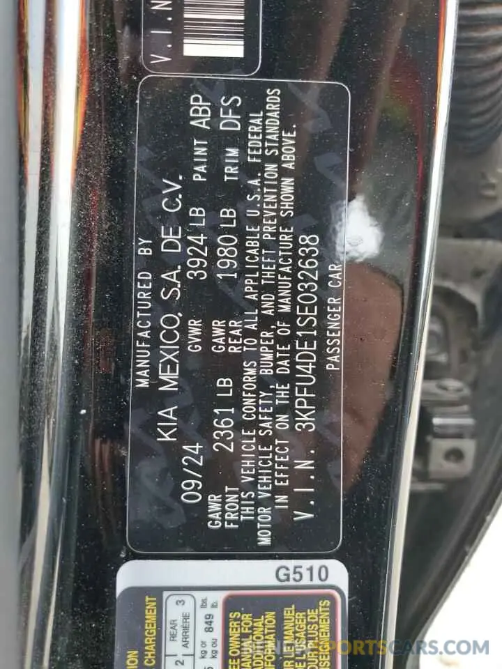 13 Photograph of a damaged car 3KPFU4DE1SE032638 KIA K4 EX 2025