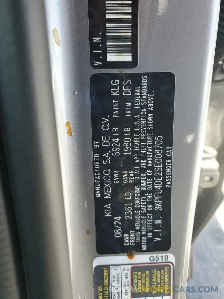 12 Photograph of a damaged car 3KPFU4DE2SE008705 KIA K4 EX 2025
