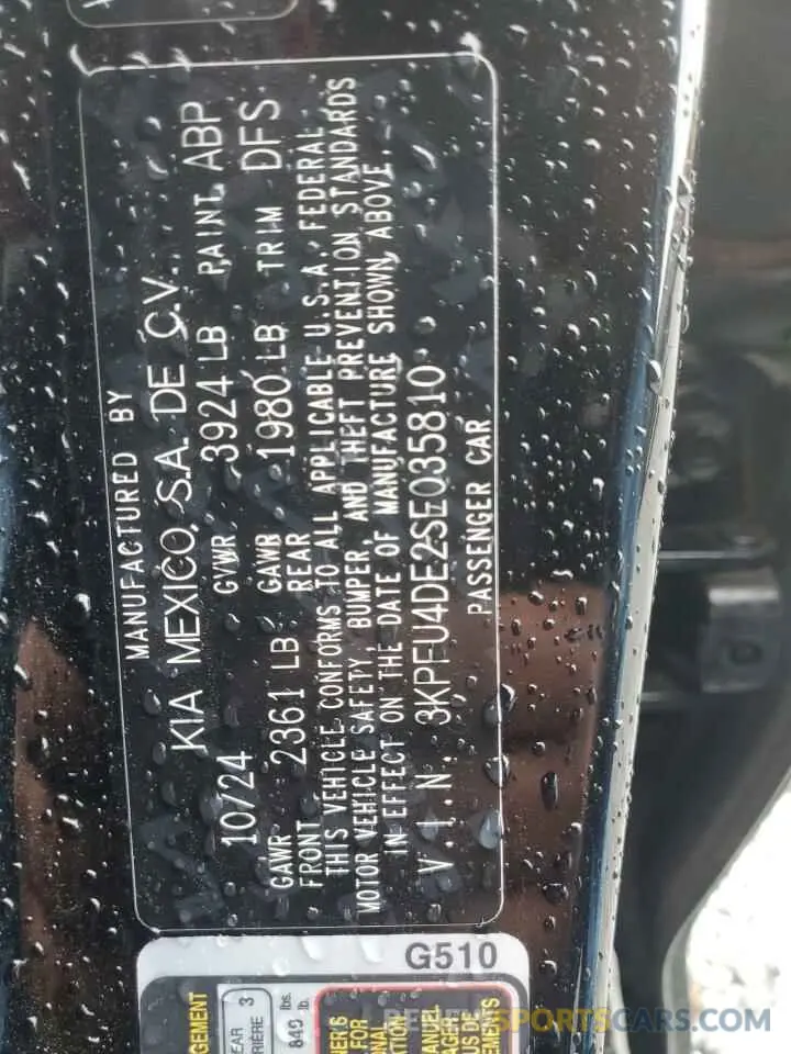 14 Photograph of a damaged car 3KPFU4DE2SE035810 KIA K4 EX 2025