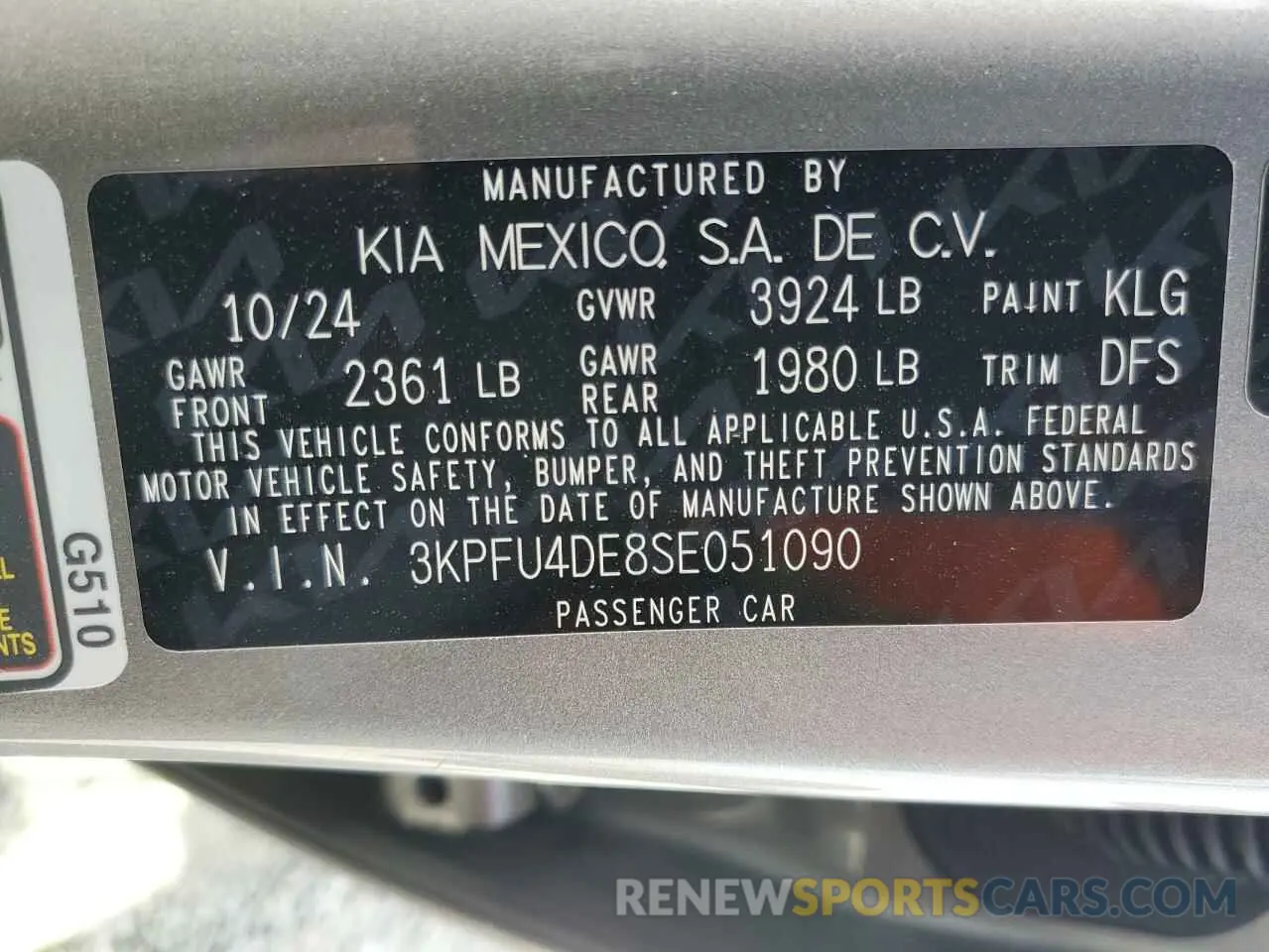 13 Photograph of a damaged car 3KPFU4DE8SE051090 KIA K4 EX 2025