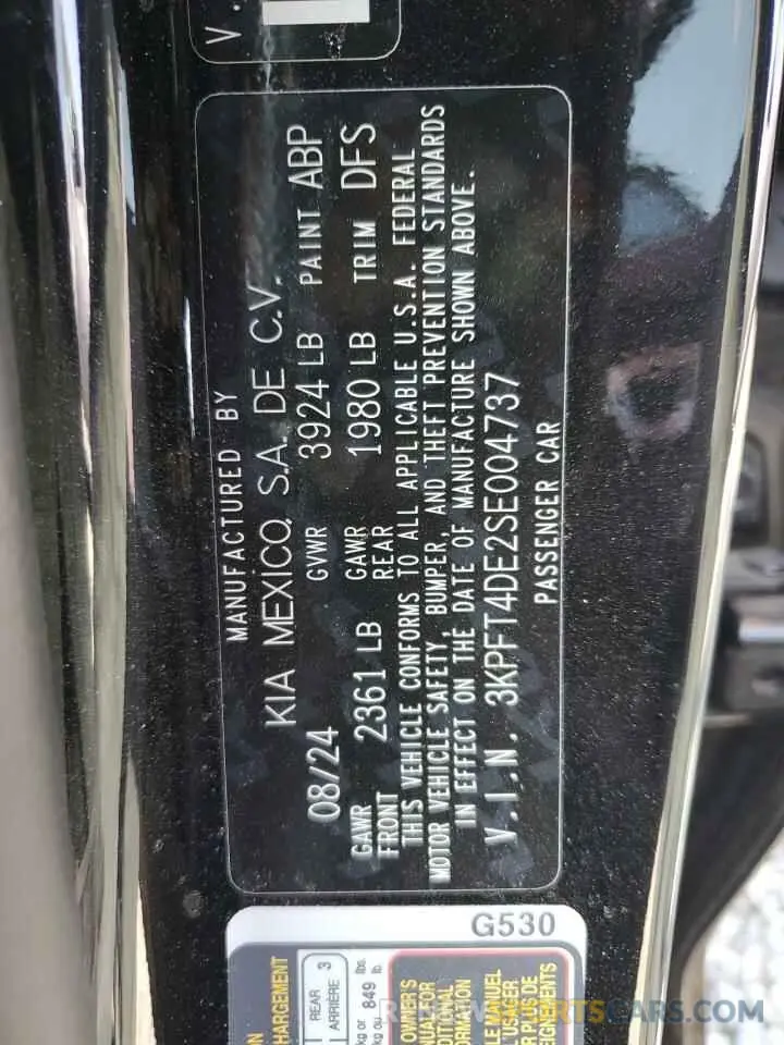 12 Photograph of a damaged car 3KPFT4DE2SE004737 KIA K4 LX 2025