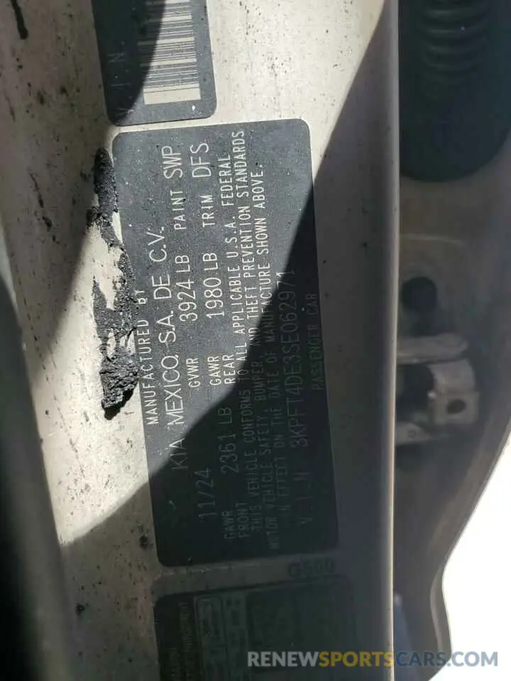 12 Photograph of a damaged car 3KPFT4DE3SE062971 KIA K4 LX 2025