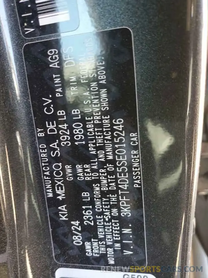 12 Photograph of a damaged car 3KPFT4DE5SE015246 KIA K4 LX 2025