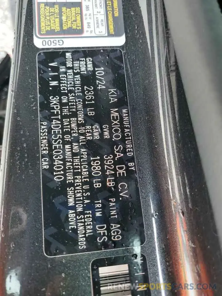 12 Photograph of a damaged car 3KPFT4DE5SE034010 KIA K4 LX 2025