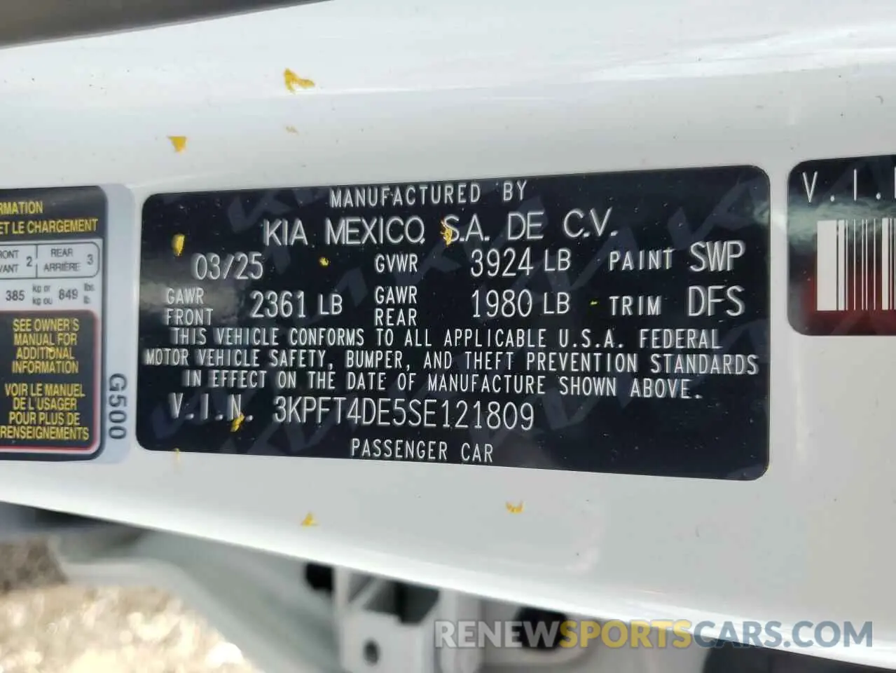 13 Photograph of a damaged car 3KPFT4DE5SE121809 KIA K4 LX 2025
