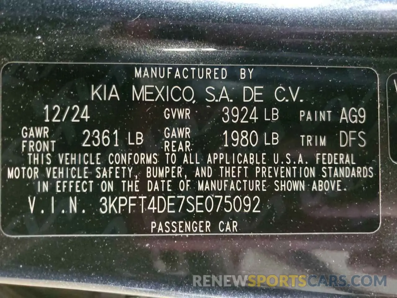 12 Photograph of a damaged car 3KPFT4DE7SE075092 KIA K4 LX 2025