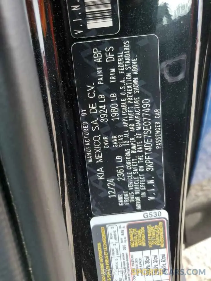 13 Photograph of a damaged car 3KPFT4DE7SE077490 KIA K4 LX 2025