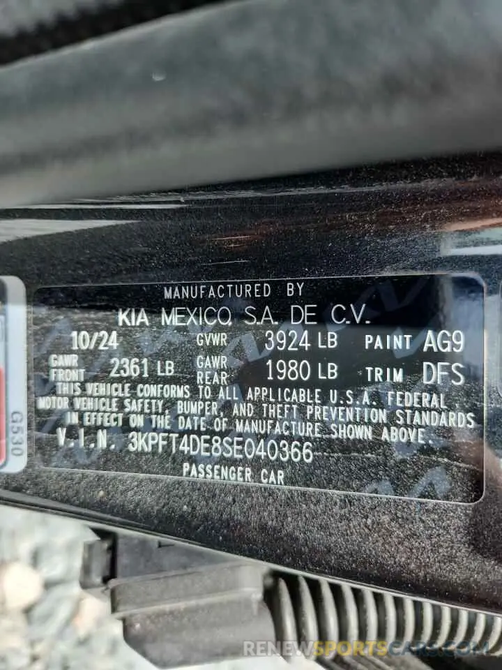 13 Photograph of a damaged car 3KPFT4DE8SE040366 KIA K4 LX 2025