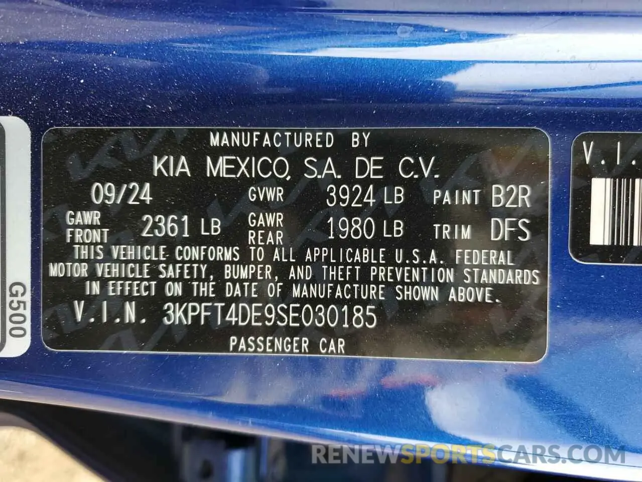 12 Photograph of a damaged car 3KPFT4DE9SE030185 KIA K4 LX 2025