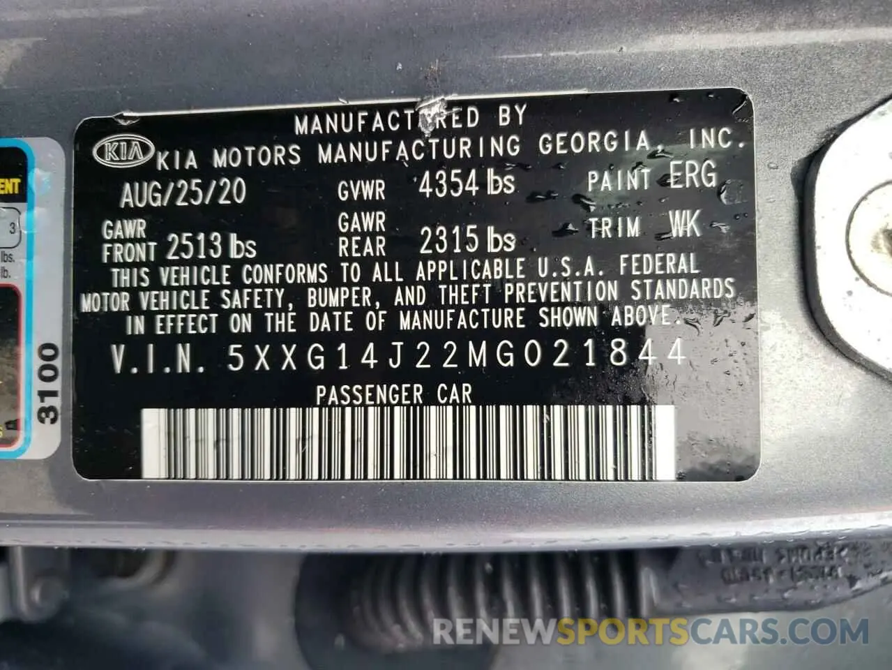 12 Photograph of a damaged car 5XXG14J22MG021844 KIA K5 2021