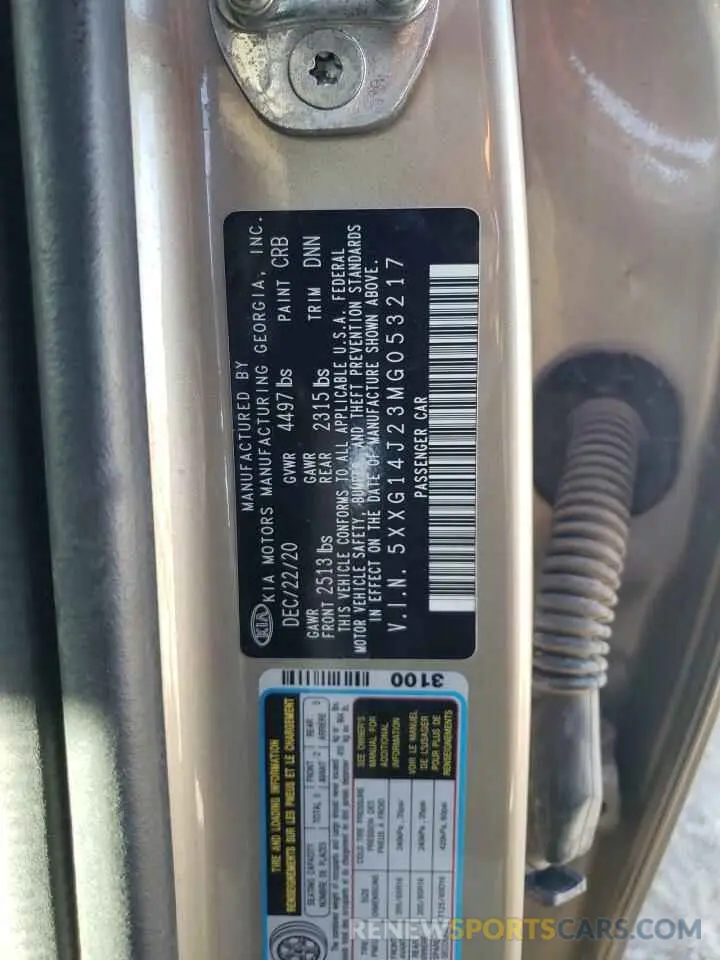 13 Photograph of a damaged car 5XXG14J23MG053217 KIA K5 2021