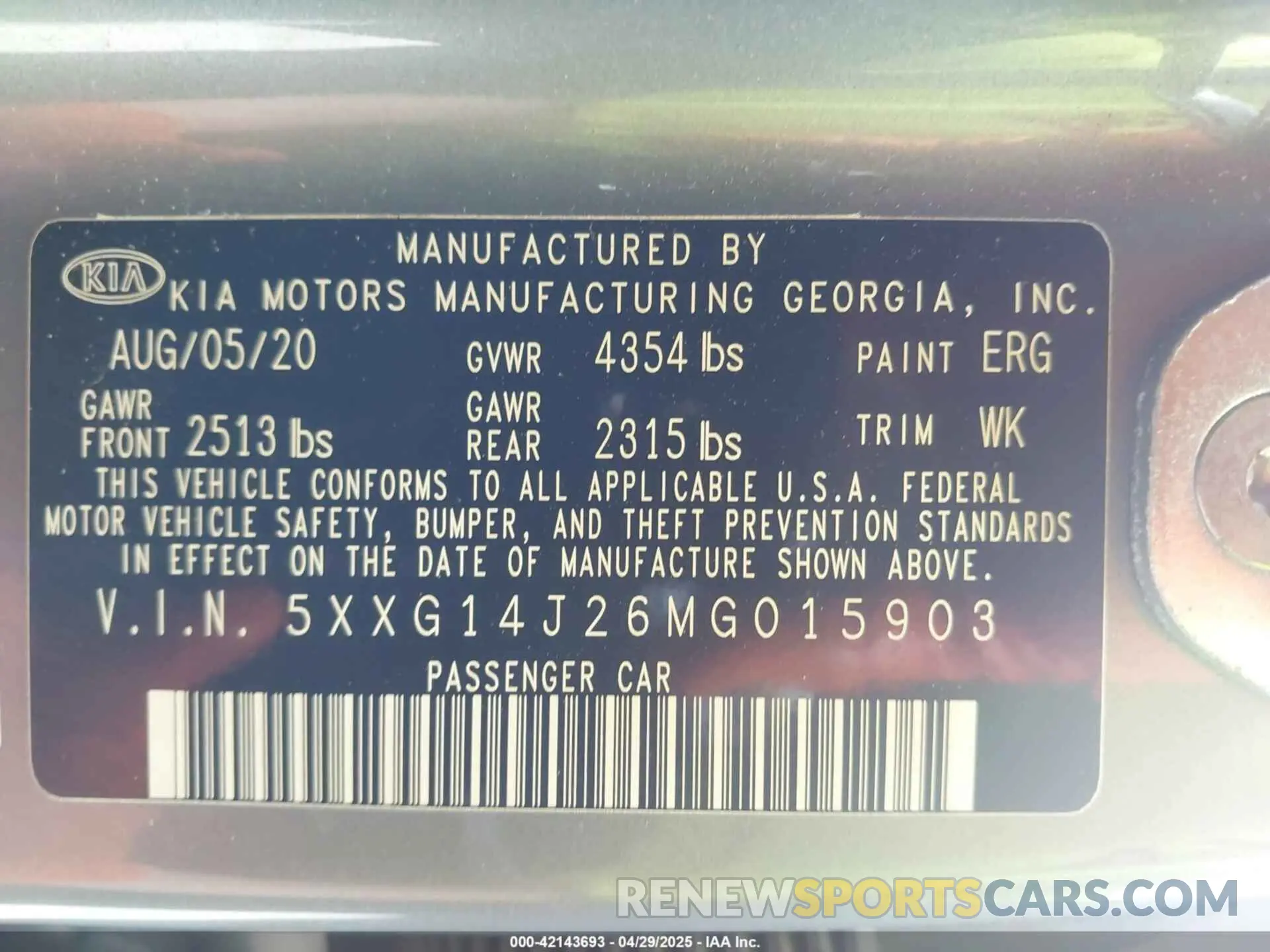 9 Photograph of a damaged car 5XXG14J26MG015903 KIA K5 2021