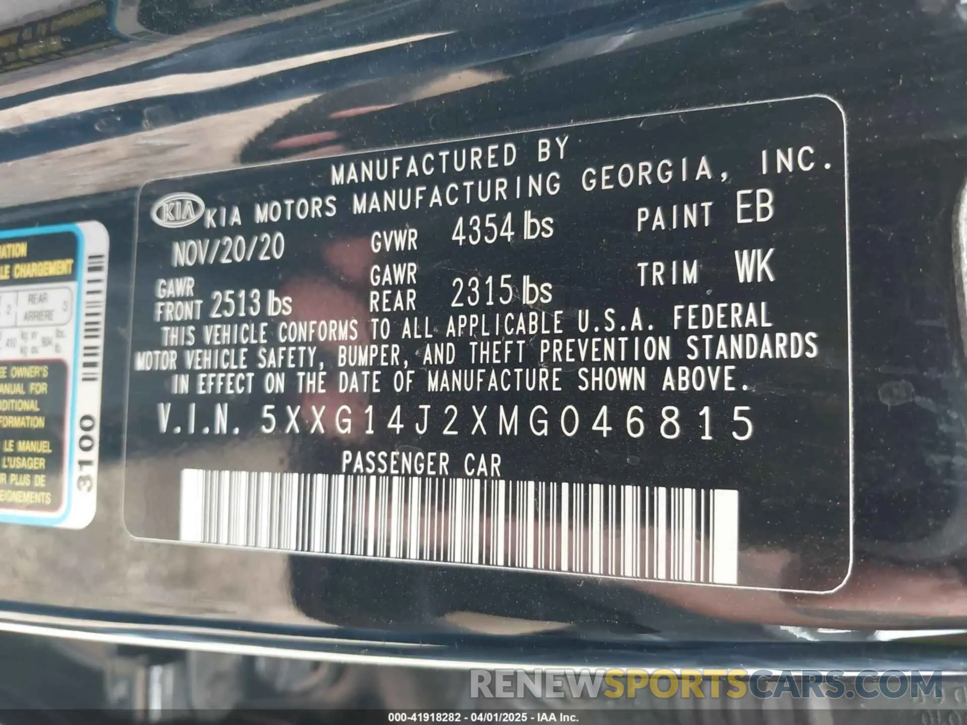 9 Photograph of a damaged car 5XXG14J2XMG046815 KIA K5 2021