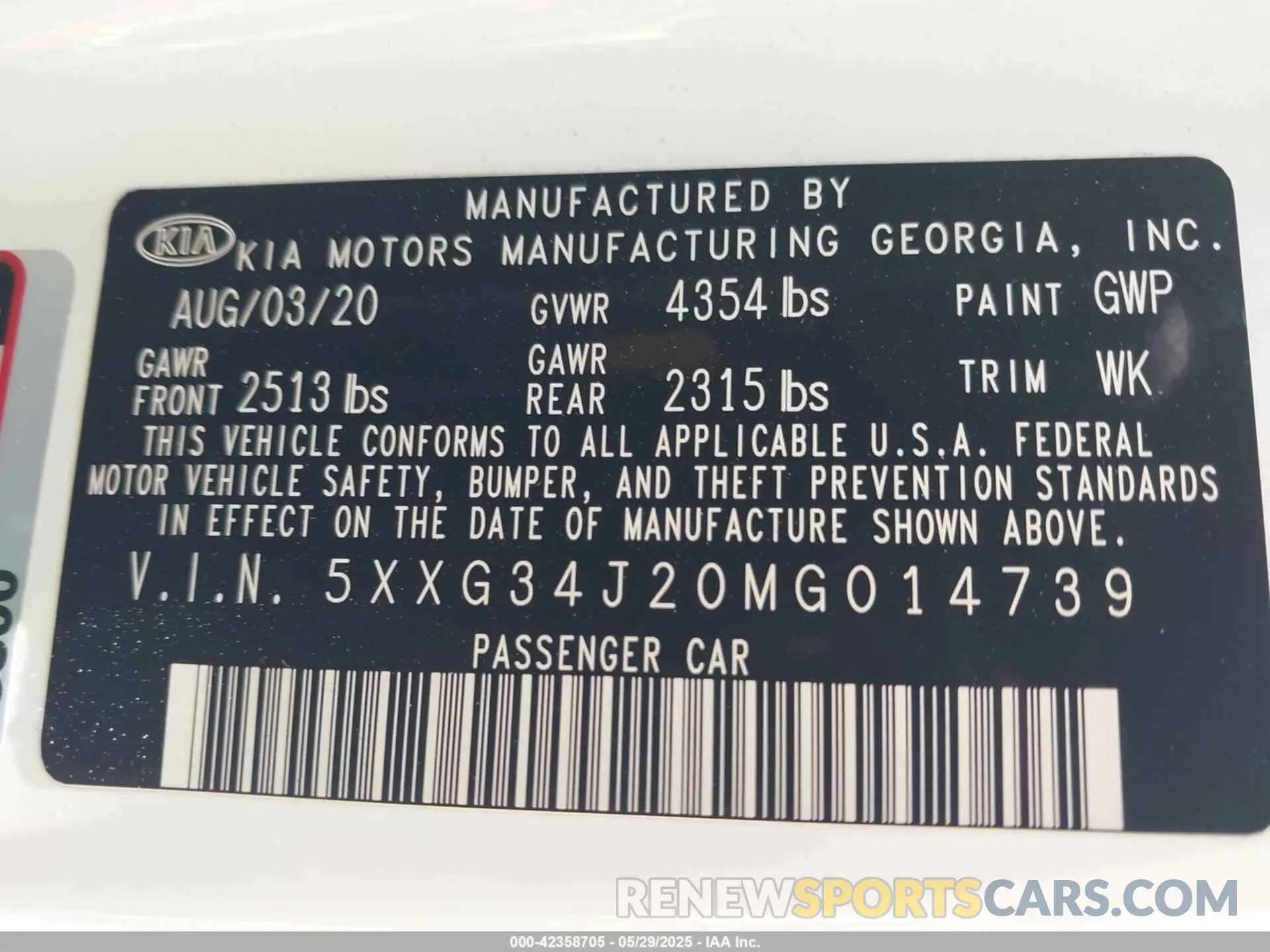 9 Photograph of a damaged car 5XXG34J20MG014739 KIA K5 2021