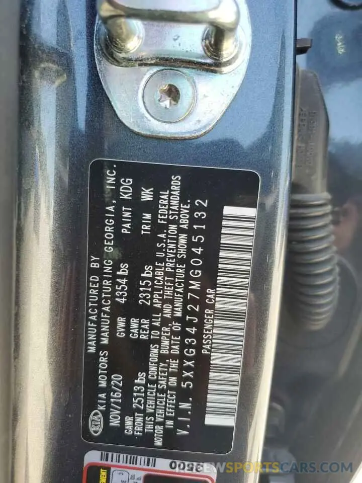 12 Photograph of a damaged car 5XXG34J27MG045132 KIA K5 2021