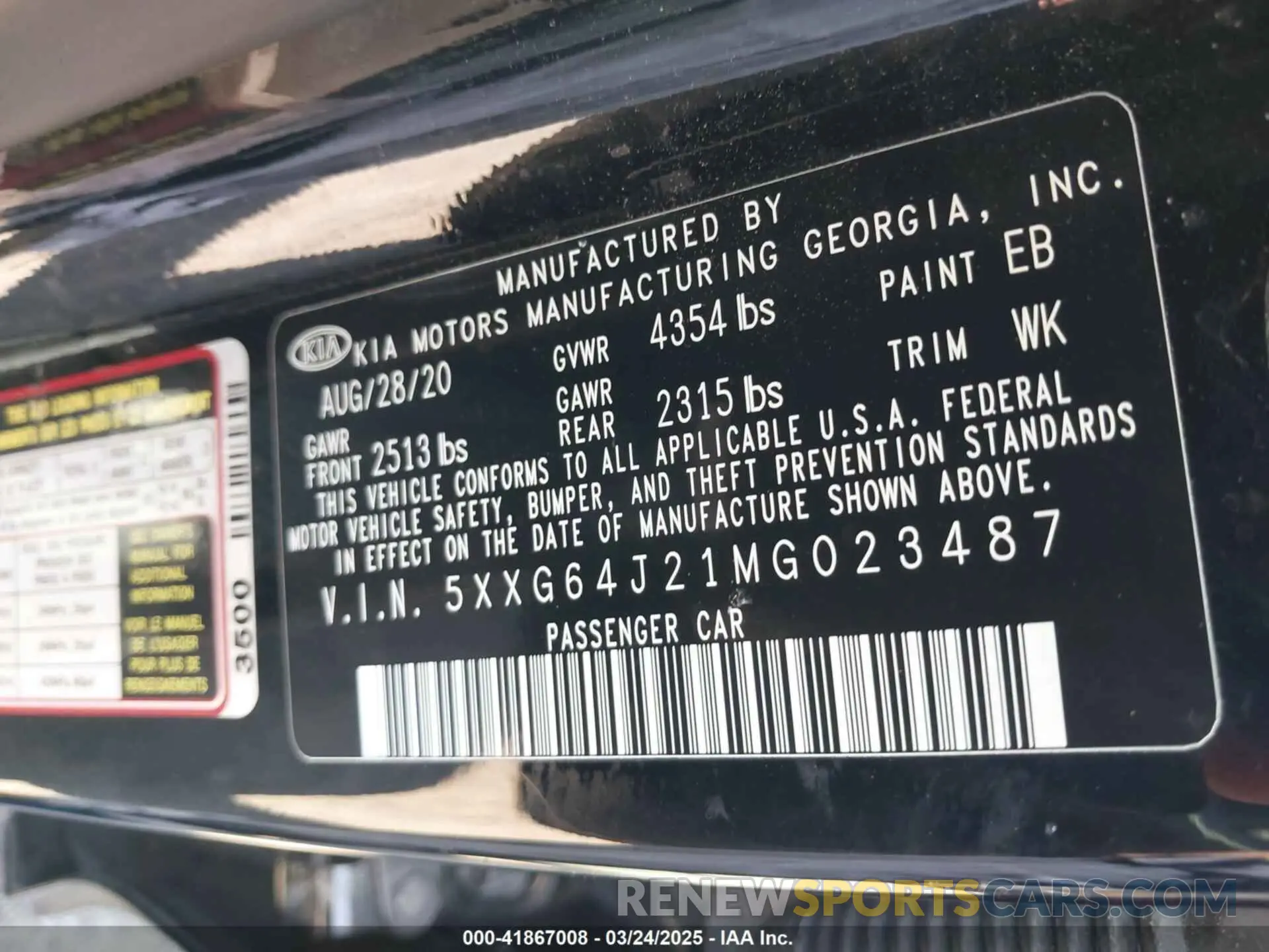 9 Photograph of a damaged car 5XXG64J21MG023487 KIA K5 2021