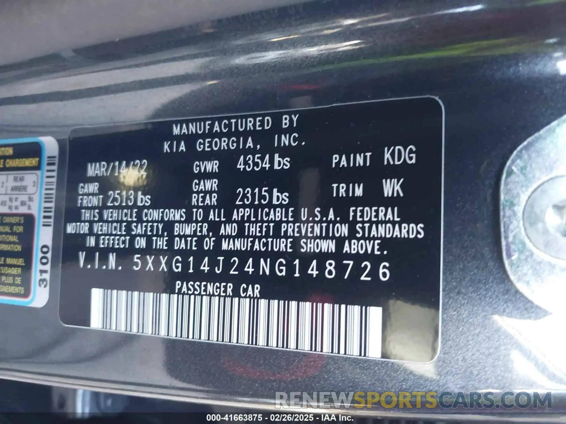 9 Photograph of a damaged car 5XXG14J24NG148726 KIA K5 2022