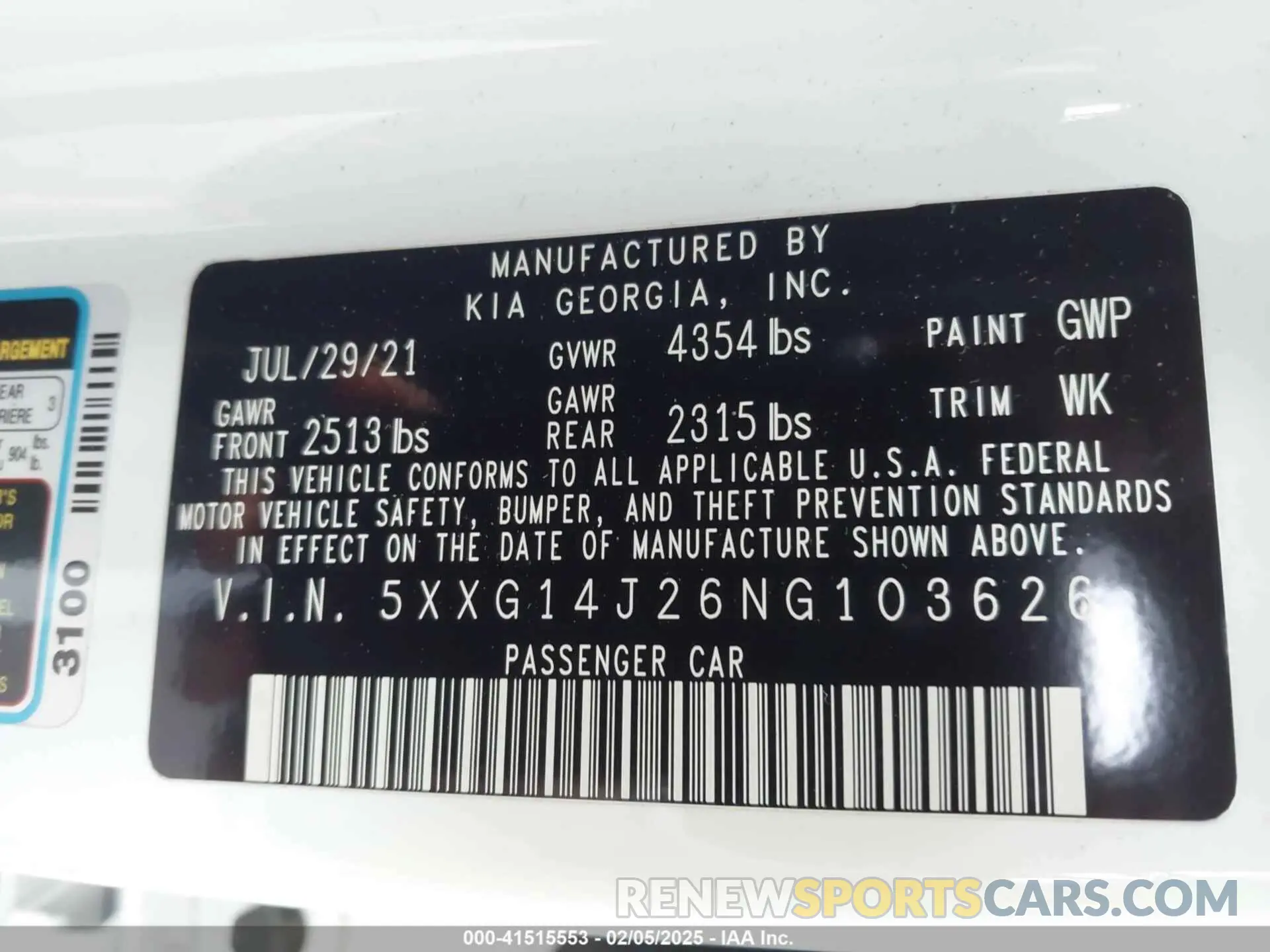 9 Photograph of a damaged car 5XXG14J26NG103626 KIA K5 2022