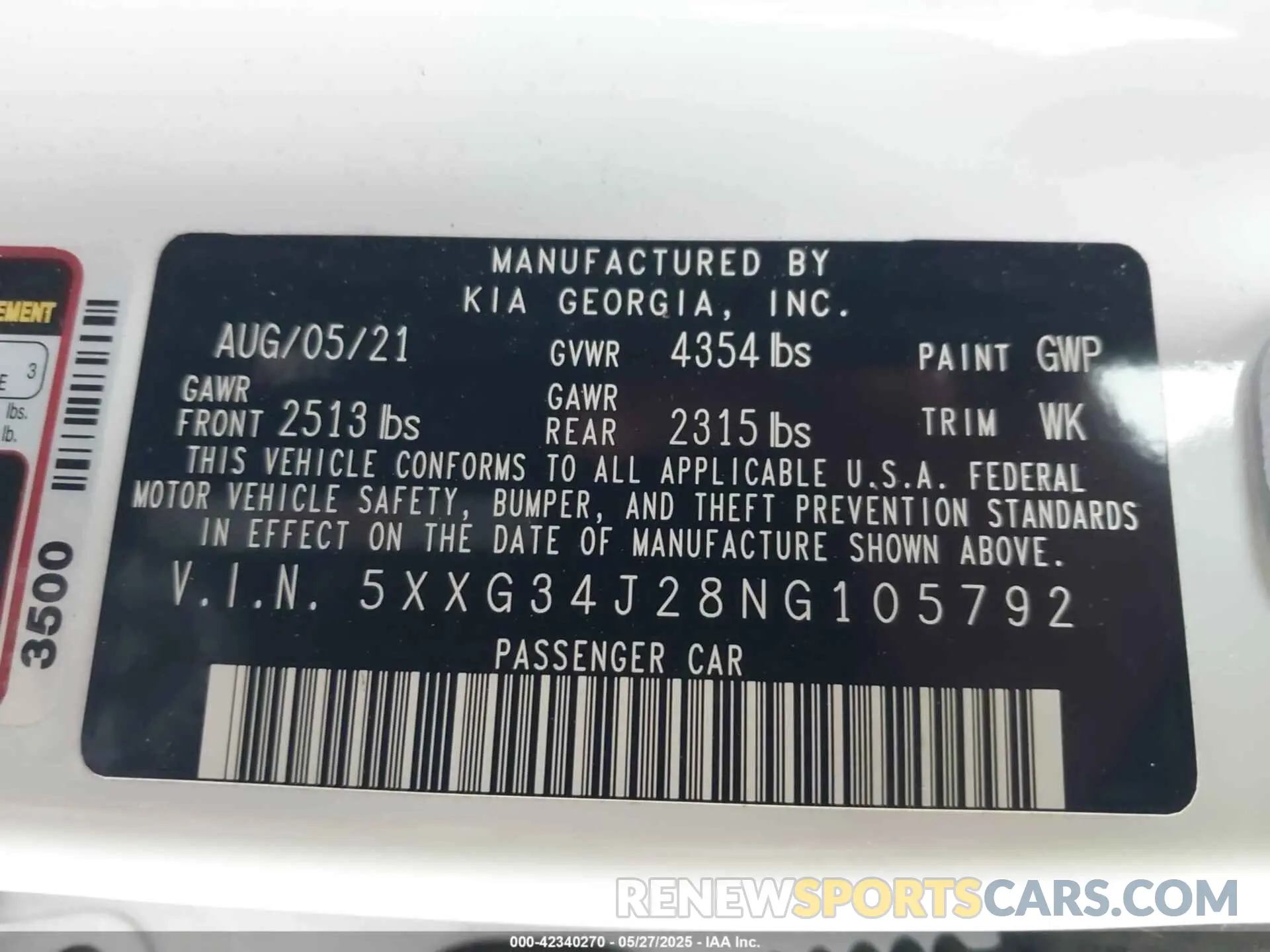 9 Photograph of a damaged car 5XXG34J28NG105792 KIA K5 2022