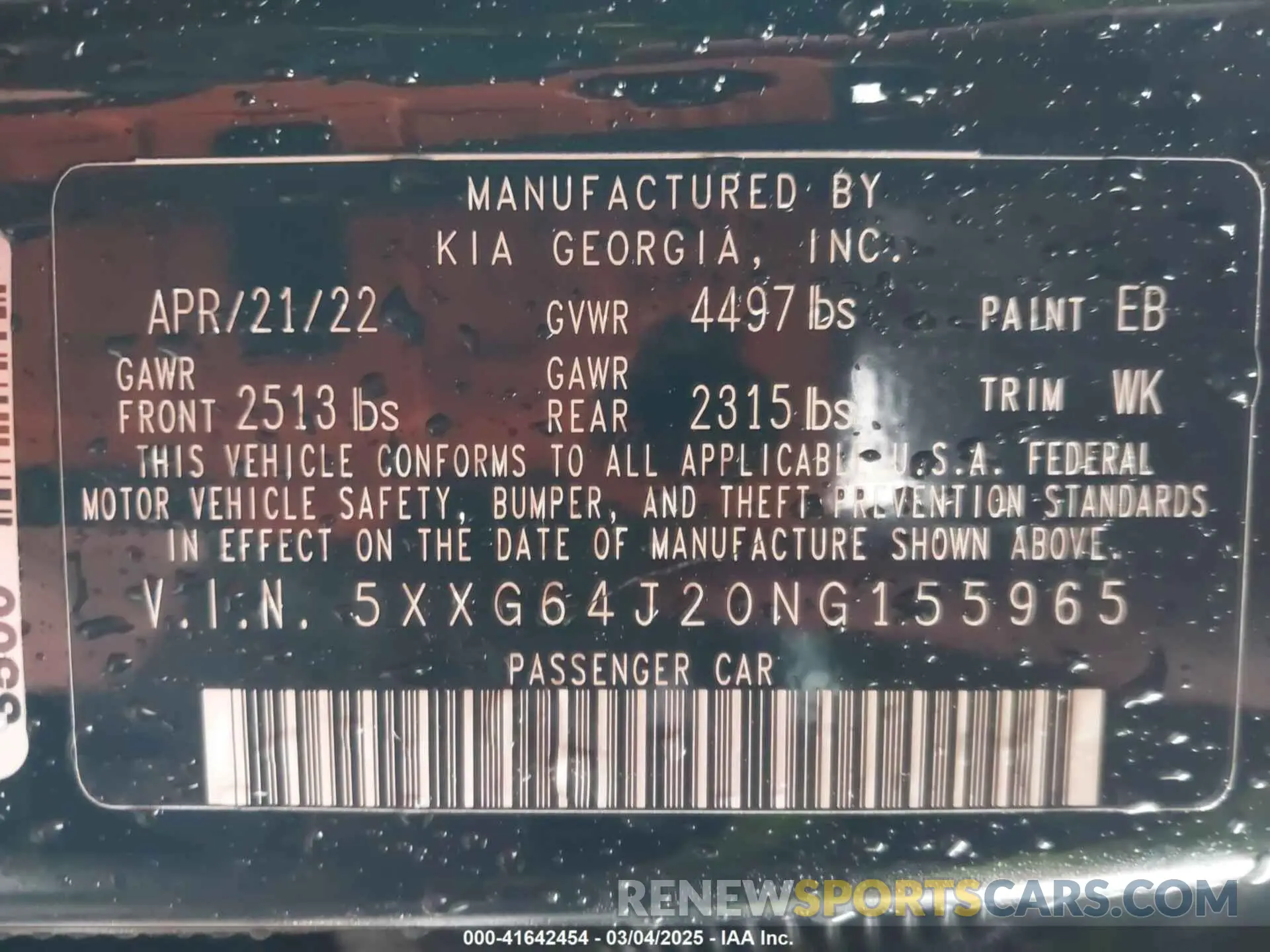 9 Photograph of a damaged car 5XXG64J20NG155965 KIA K5 2022