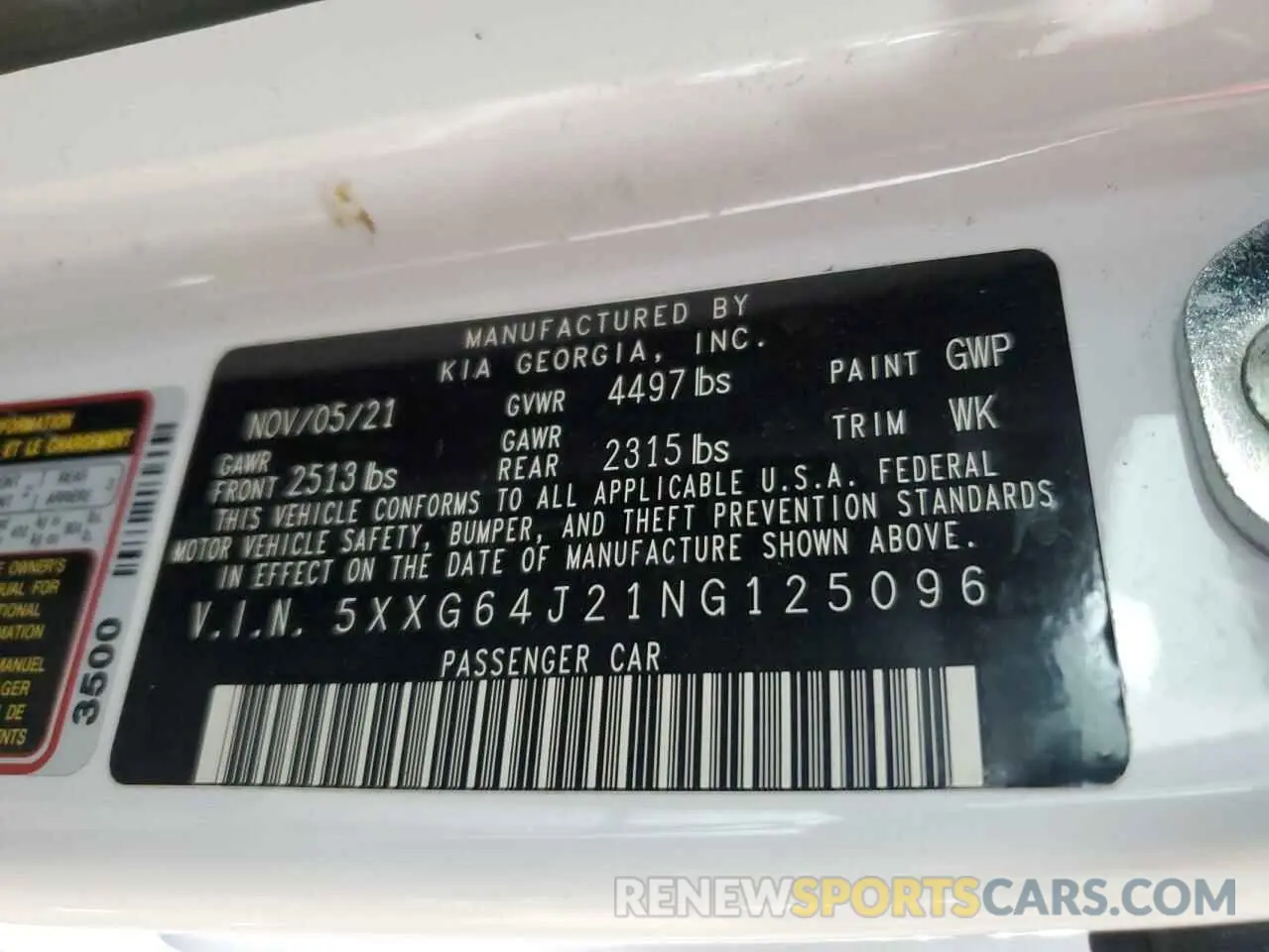 12 Photograph of a damaged car 5XXG64J21NG125096 KIA K5 2022