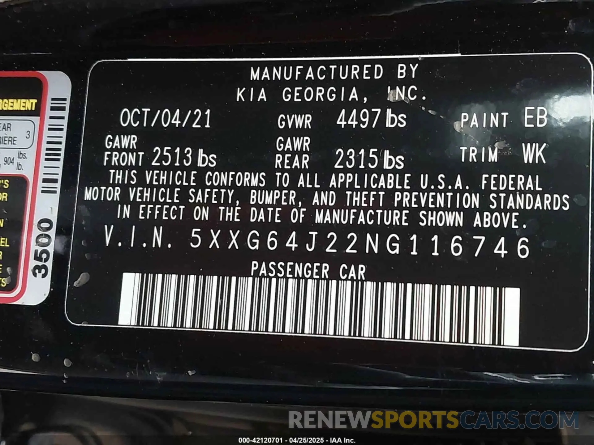 9 Photograph of a damaged car 5XXG64J22NG116746 KIA K5 2022