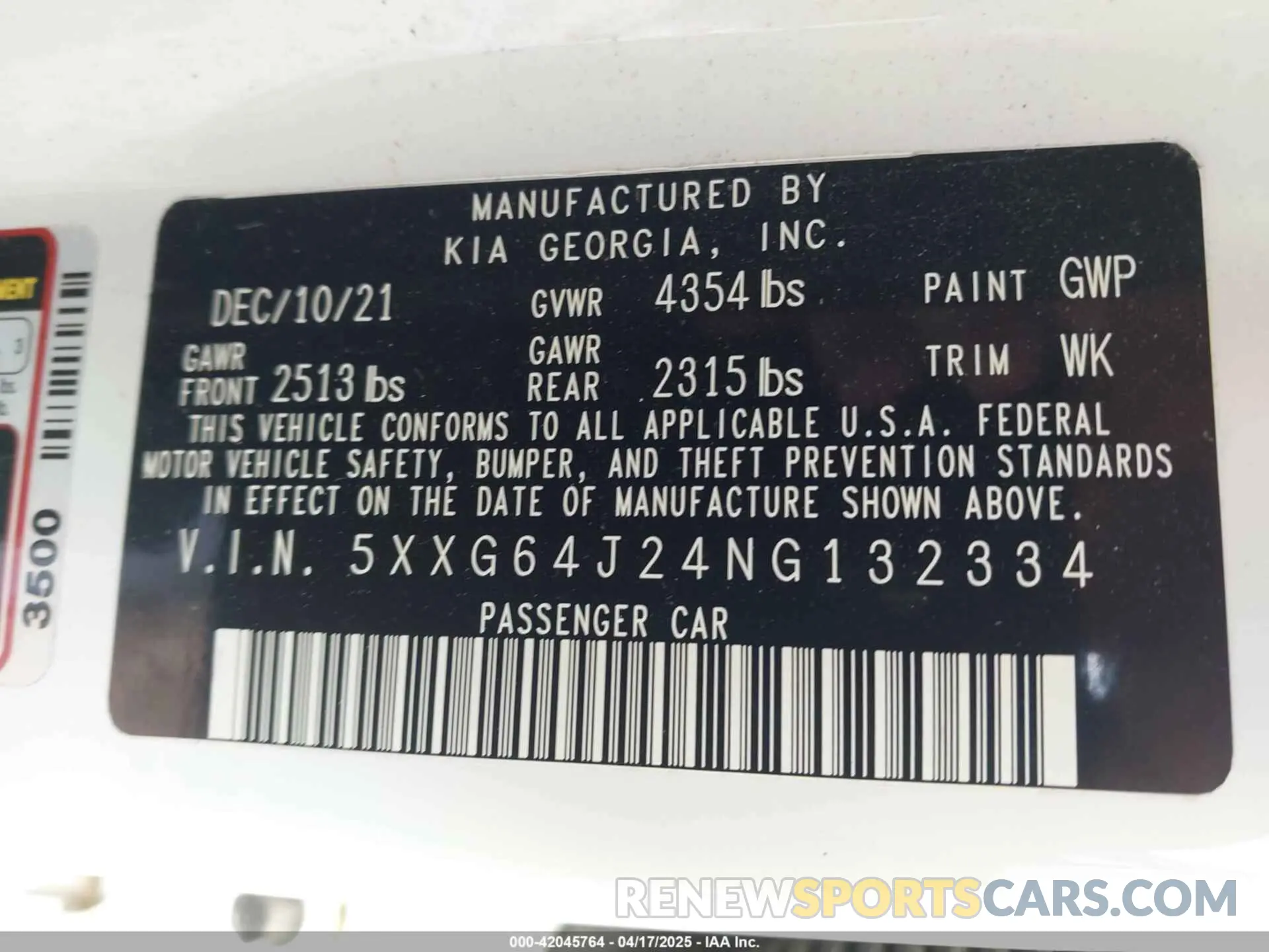 9 Photograph of a damaged car 5XXG64J24NG132334 KIA K5 2022