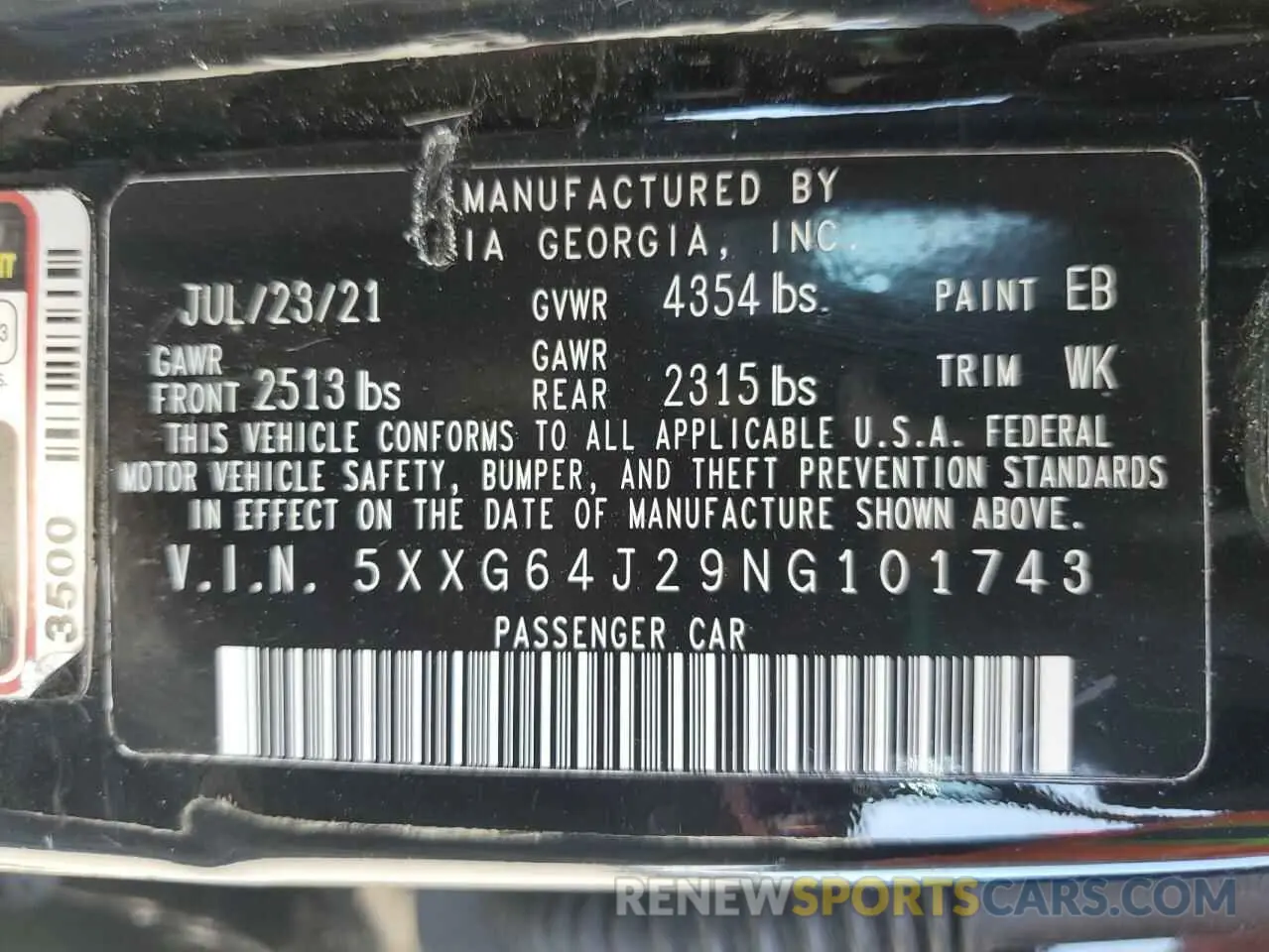 12 Photograph of a damaged car 5XXG64J29NG101743 KIA K5 2022