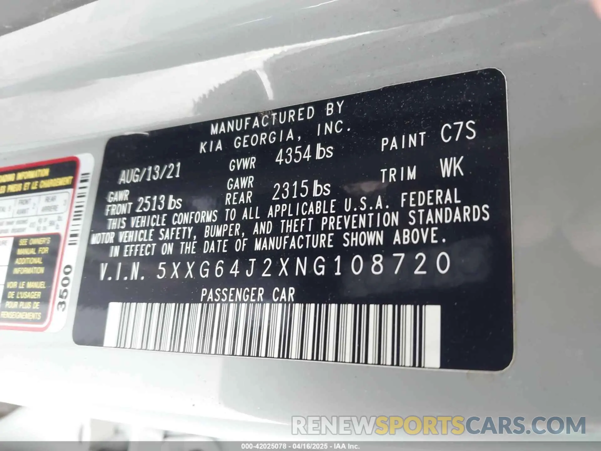 9 Photograph of a damaged car 5XXG64J2XNG108720 KIA K5 2022