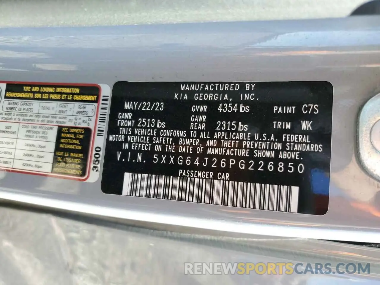 15 Photograph of a damaged car 5XXG64J26PG226850 KIA K5 2023