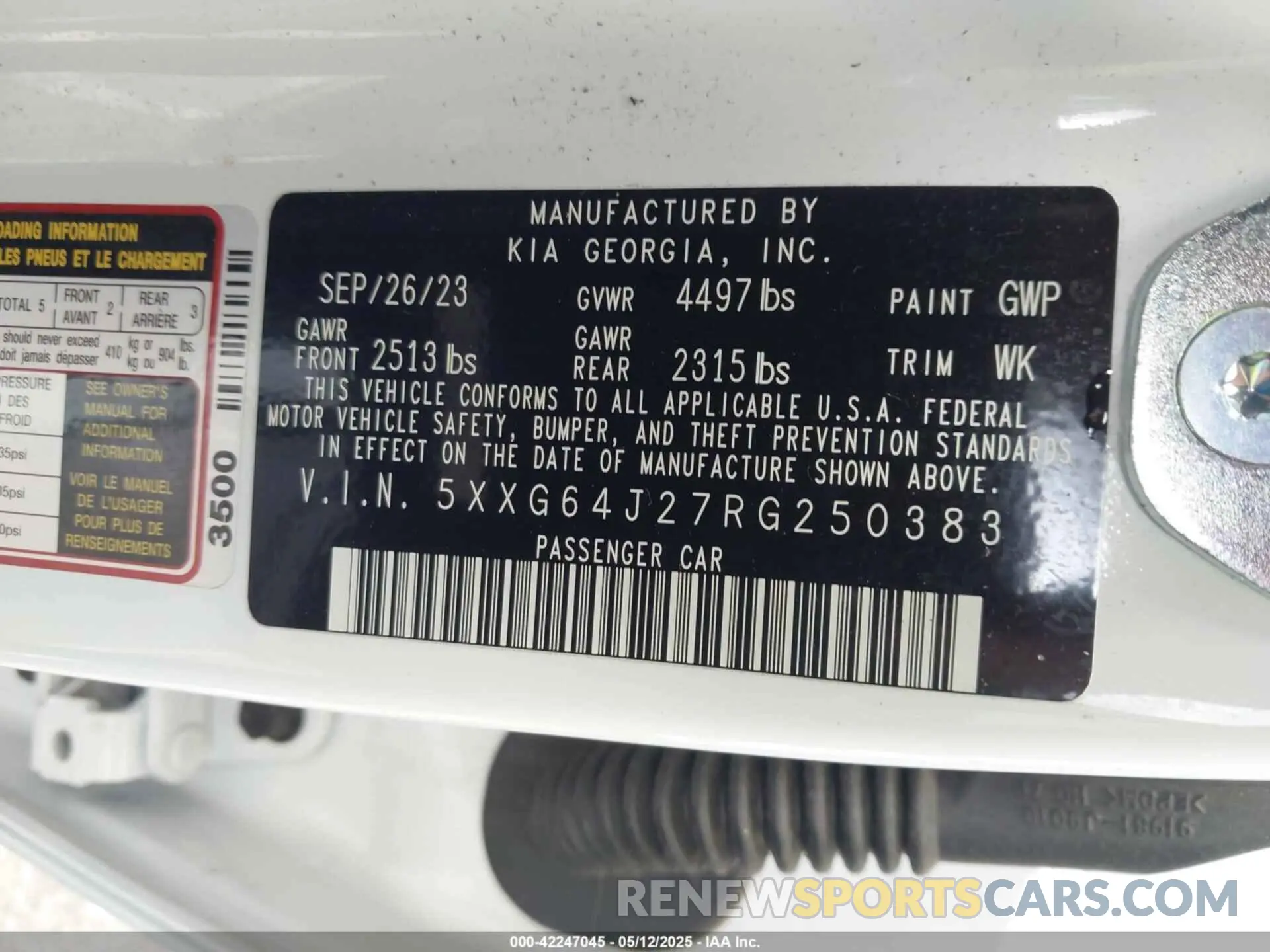 9 Photograph of a damaged car 5XXG64J27RG250383 KIA K5 2024