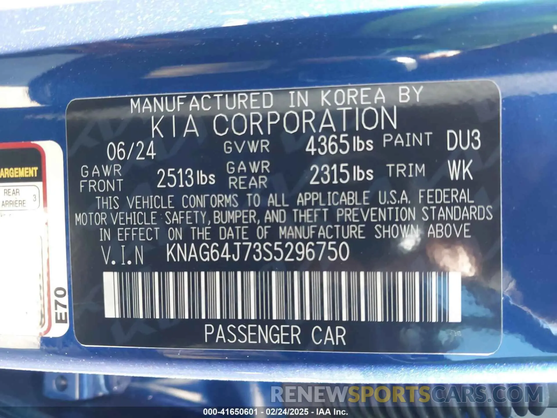 9 Photograph of a damaged car KNAG64J73S5296750 KIA K5 2025
