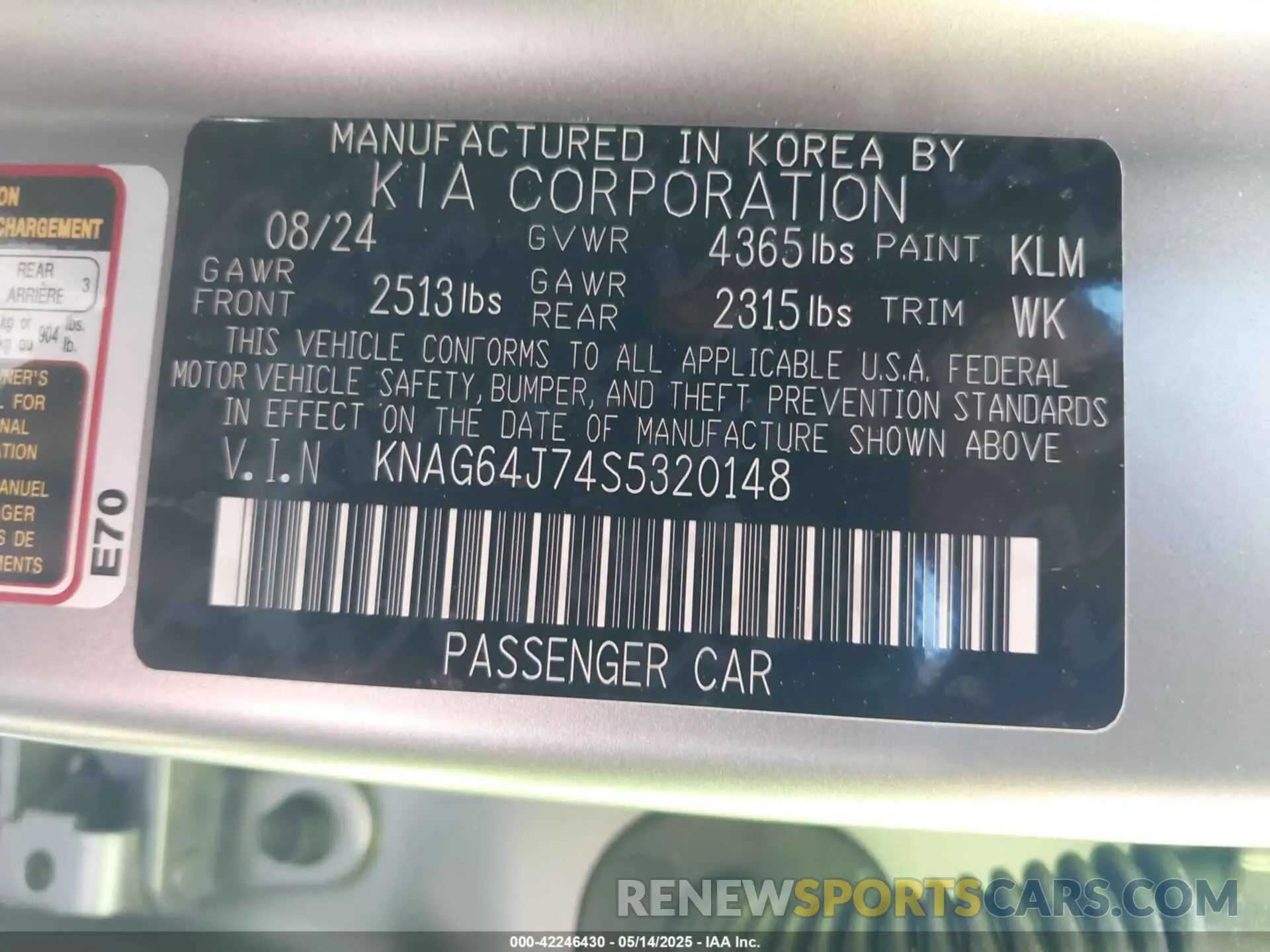 9 Photograph of a damaged car KNAG64J74S5320148 KIA K5 2025