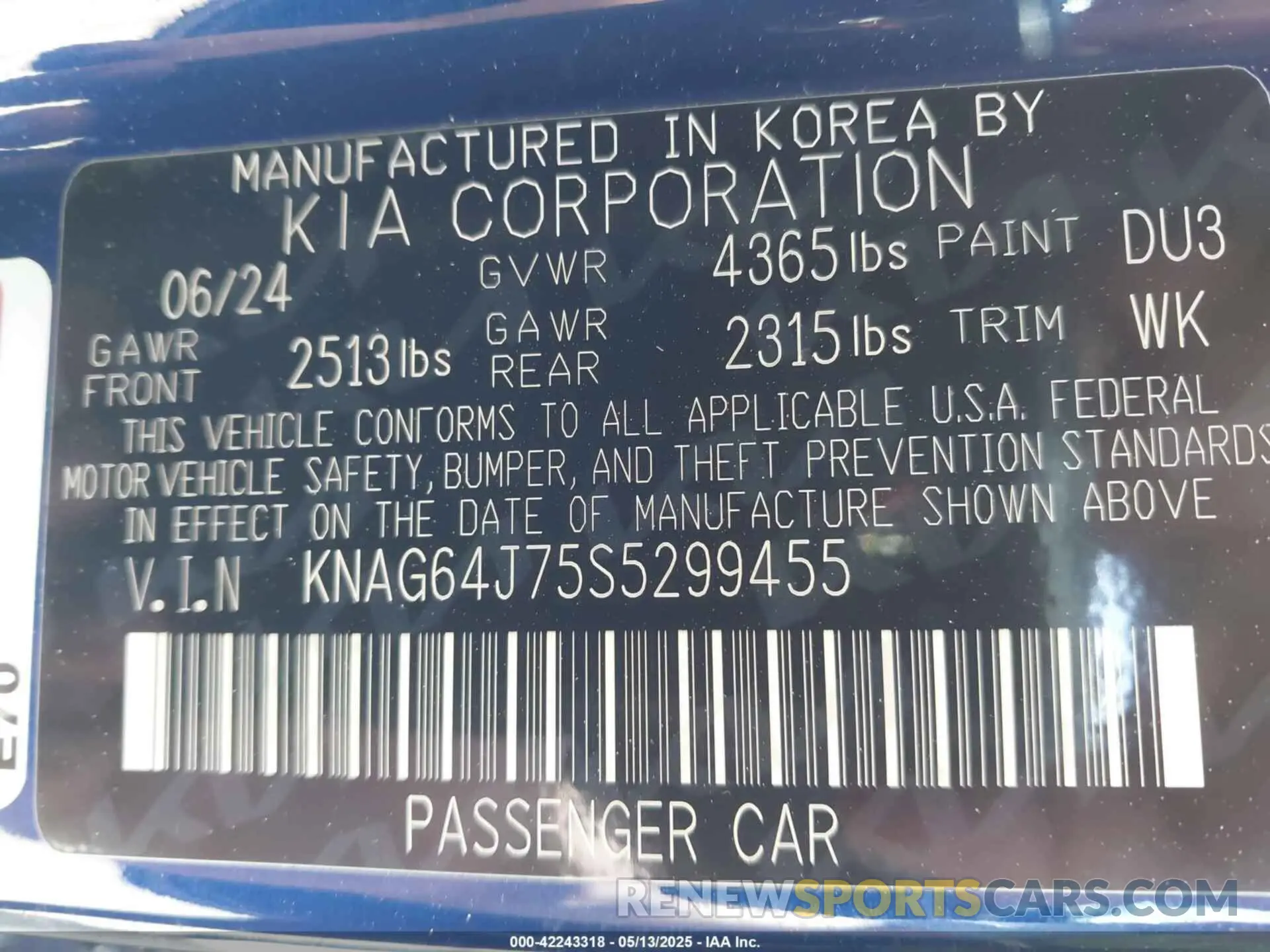 9 Photograph of a damaged car KNAG64J75S5299455 KIA K5 2025