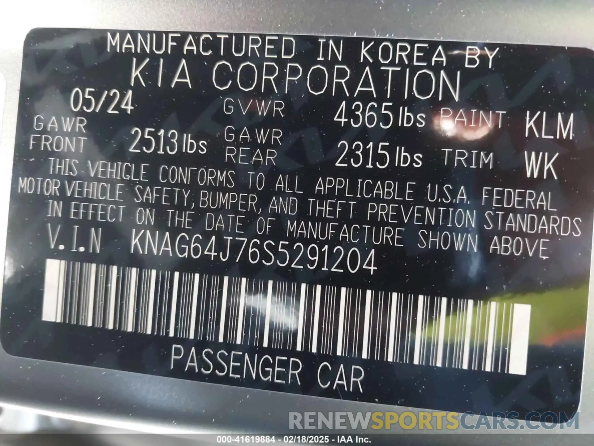 9 Photograph of a damaged car KNAG64J76S5291204 KIA K5 2025