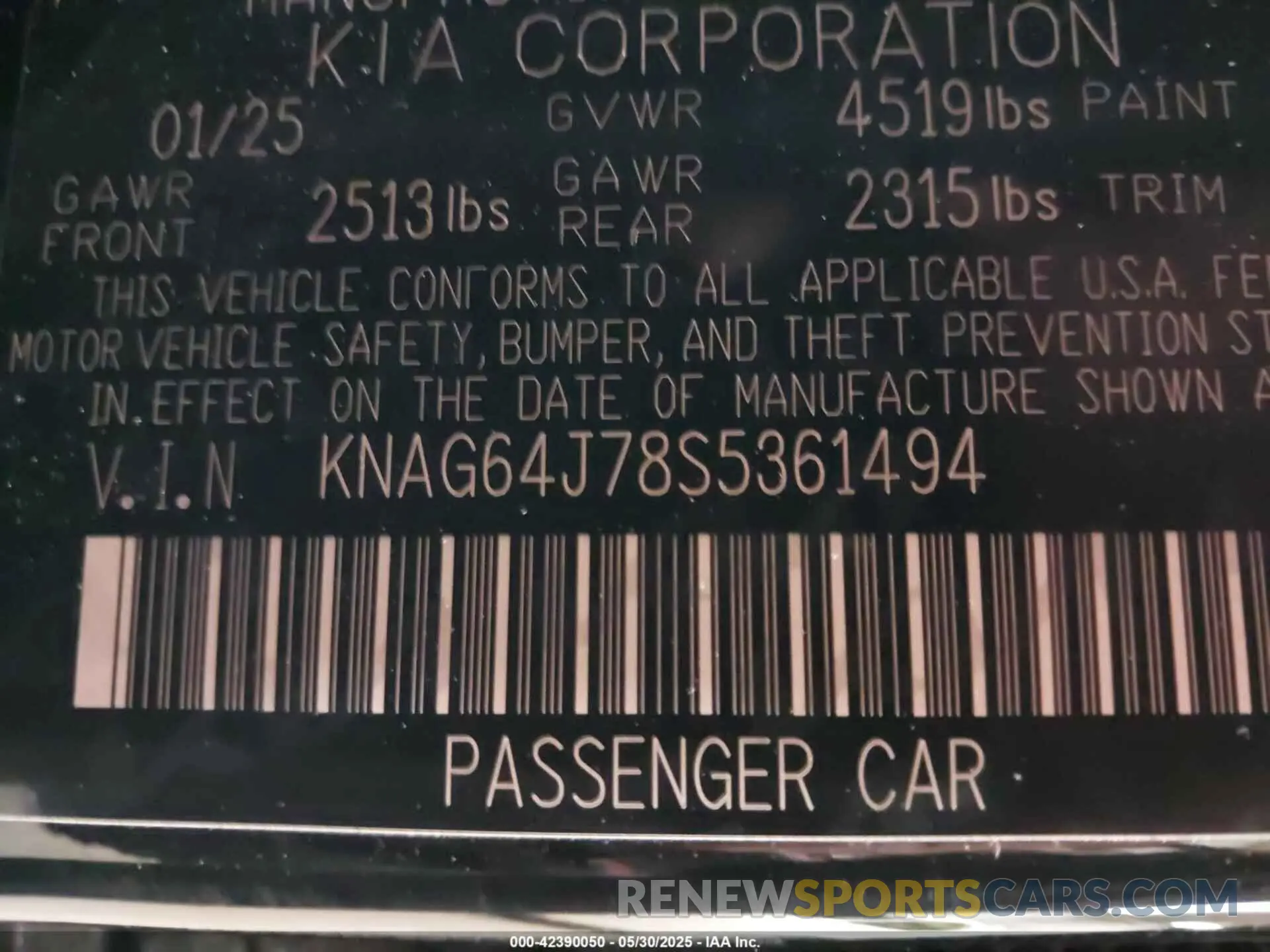 9 Photograph of a damaged car KNAG64J78S5361494 KIA K5 2025