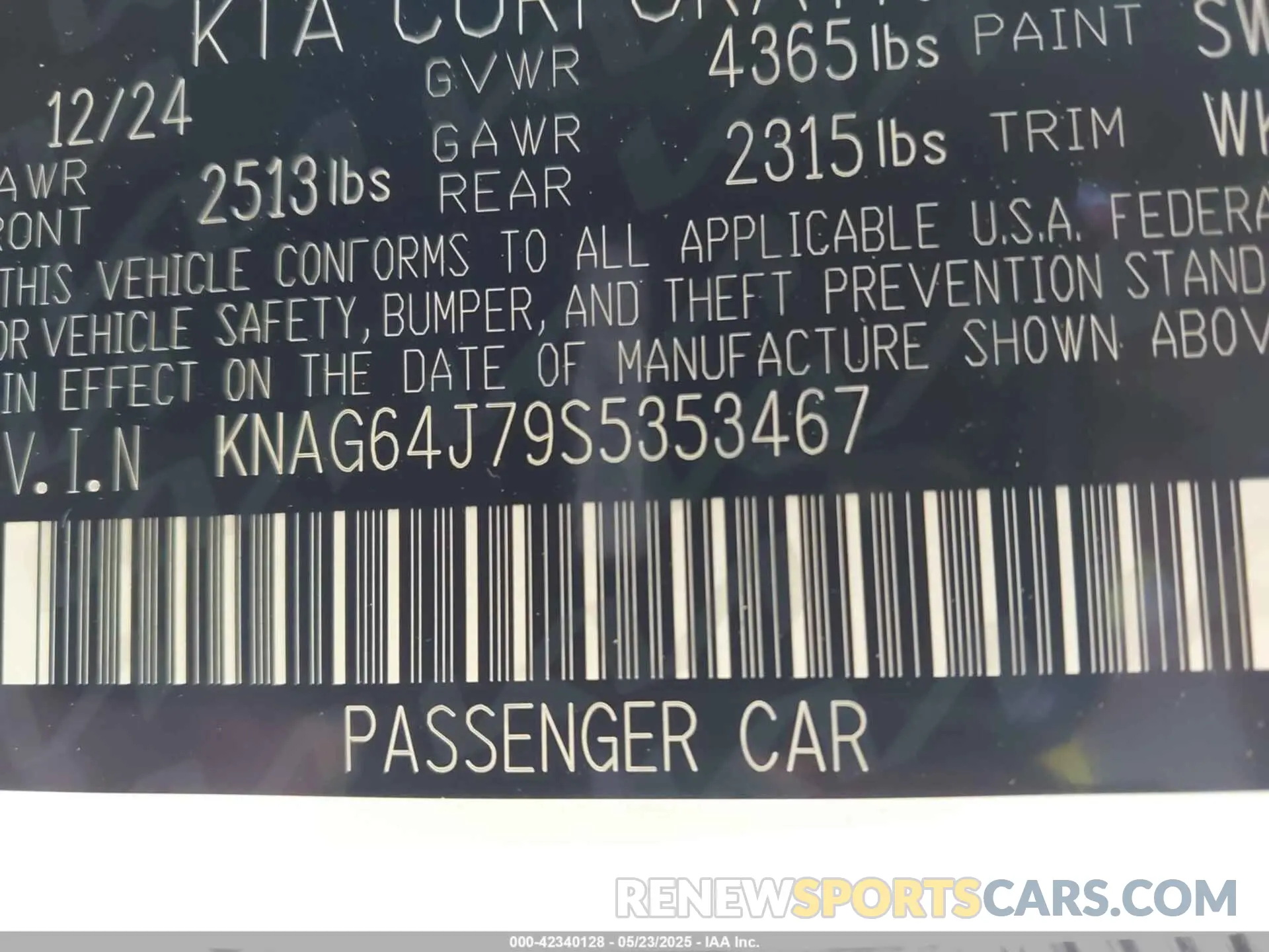 9 Photograph of a damaged car KNAG64J79S5353467 KIA K5 2025