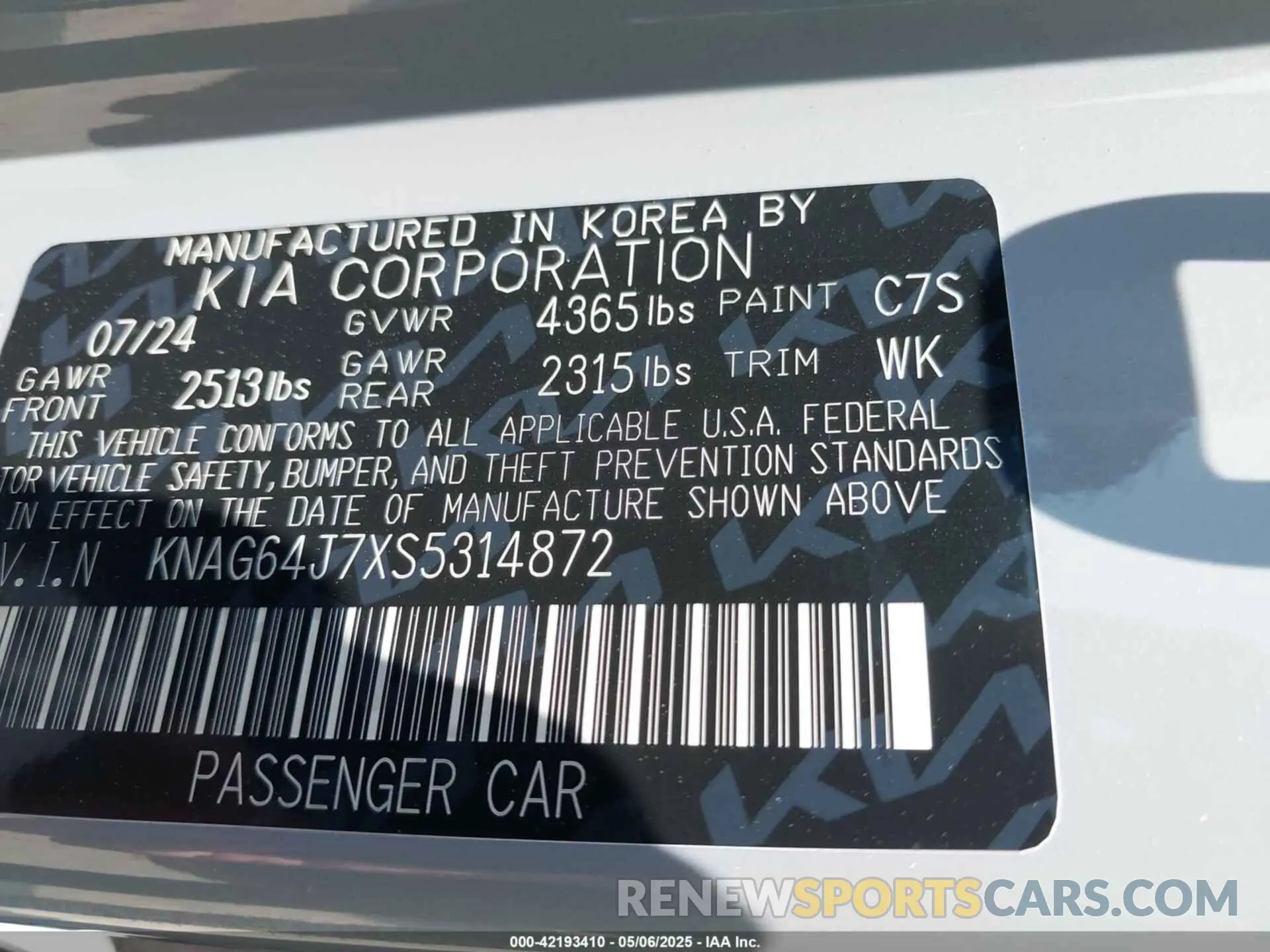 9 Photograph of a damaged car KNAG64J7XS5314872 KIA K5 2025