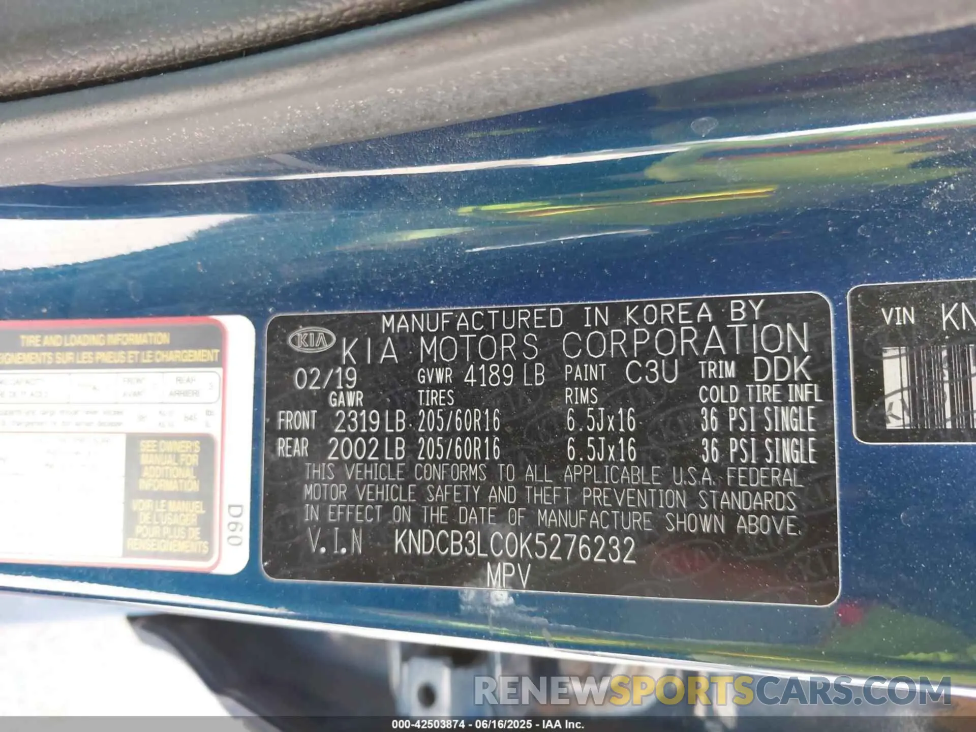 9 Photograph of a damaged car KNDCB3LC0K5276232 KIA NIRO 2019